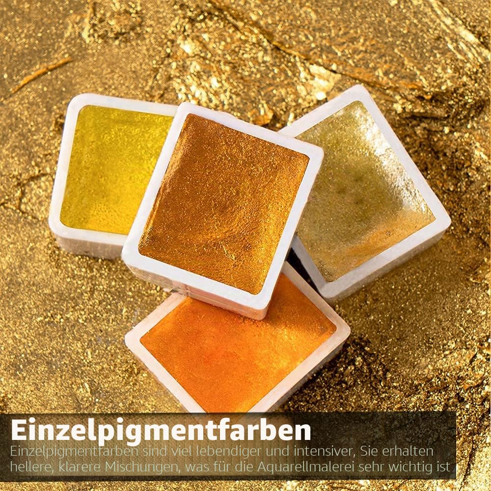 Paul Rubens Künstler-Aquarellfarben – Metallic-Glitzer-Vollfarben – Rosa tragbarer Metallkoffer mit Palette – 24-Farben-Set, funkelnde Aquarellfarben