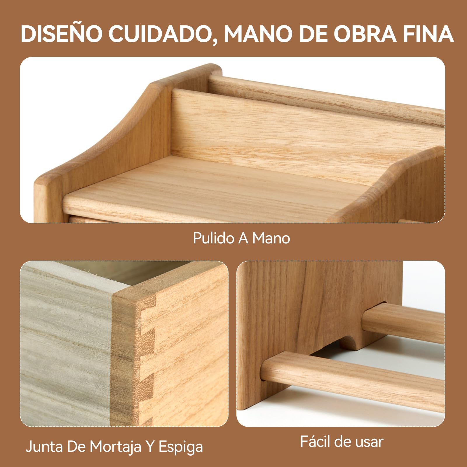 KIRIGEN Estantería de Madera, Organizador de Escritorio Ajustable, Natural