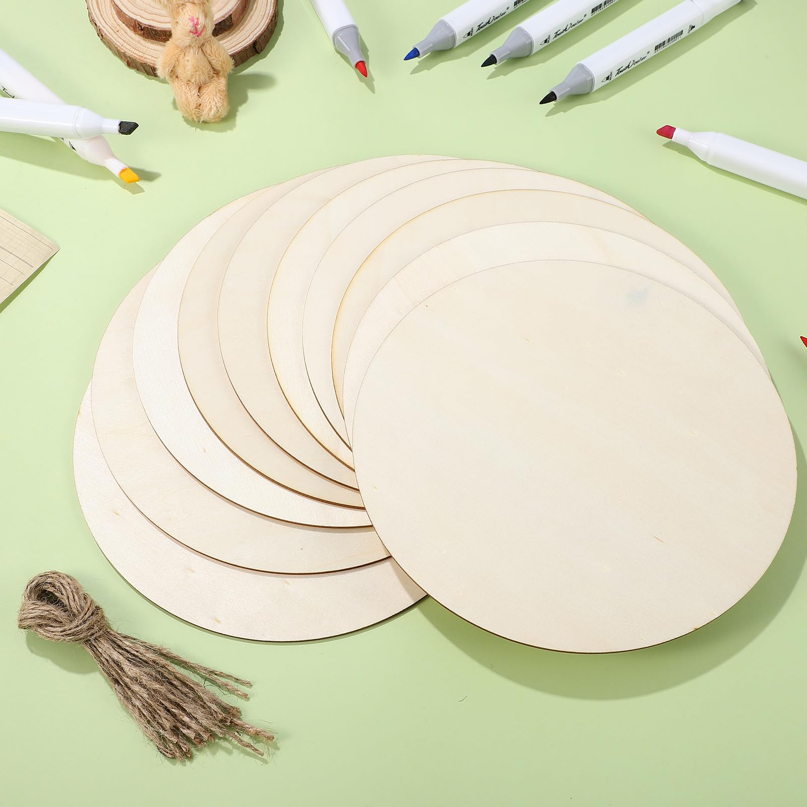 Angoily 10 Runde Holzscheiben aus Unbehandeltem Naturholz ohne Grate Geeignet zum Basteln und Bemalen für Hochzeit und Feierlichkeiten