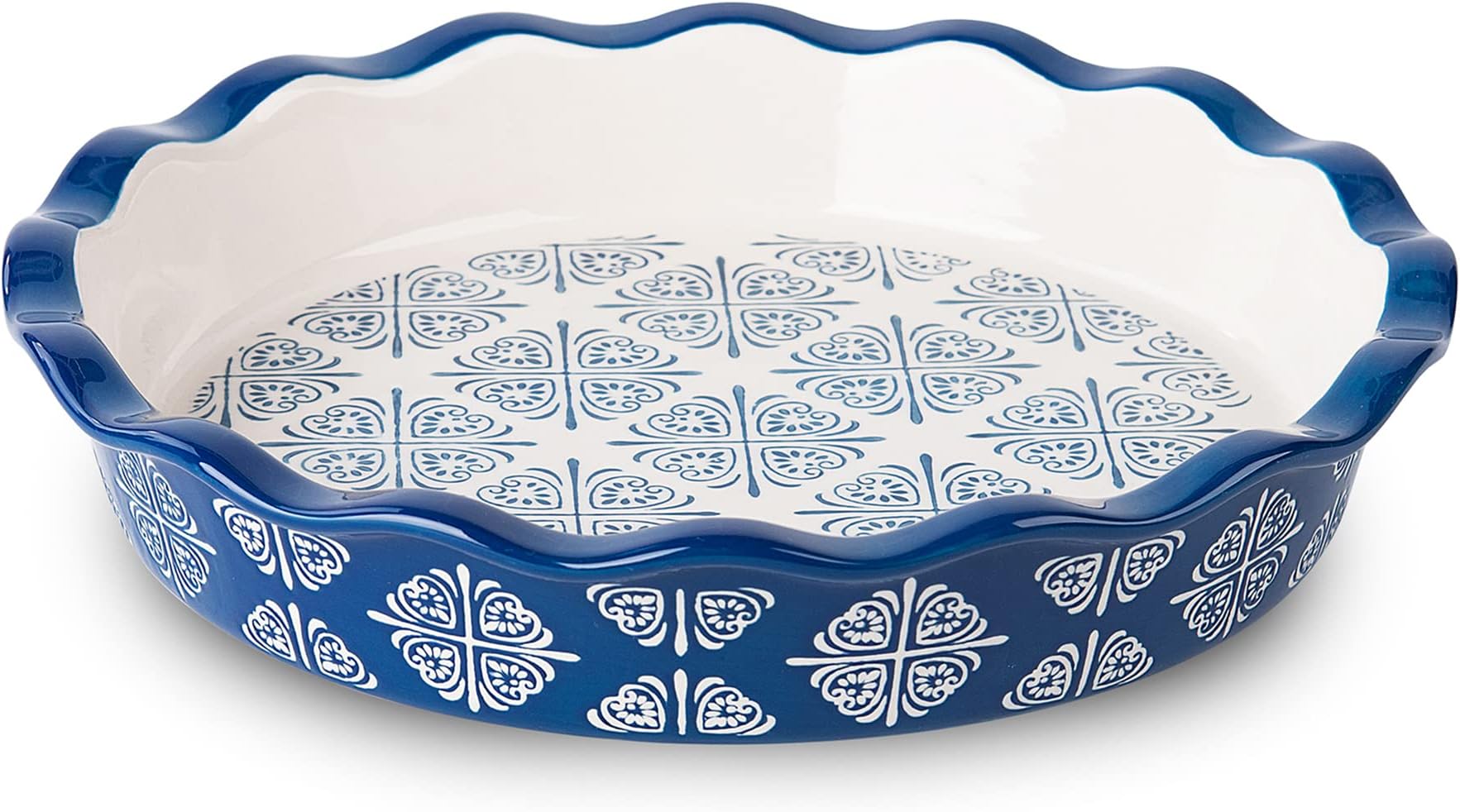 WisenvoyPie Pan Ceramic Pie Dish Blue Pie Plate Porcelain Deep Dish Pie Pan Non-Stick Pie Pans