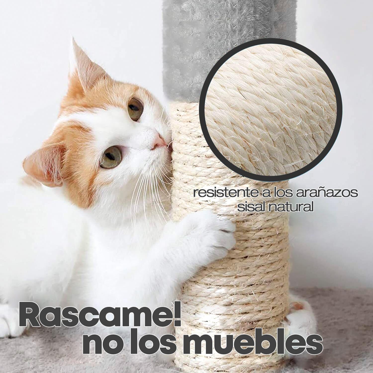 Edipets, Rascador para Gatos, Arbol Gato, 3 Niveles, 56x120x58cm, Alto, Postes de Sisal, Hamaca, con Cama, Caseta, Suave, con Bolas para Jugar (Gris)