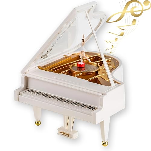 SAJAWA Classical Mini Piano Musical Box Toy | Wind-Up Music Box | Vintage Showpiece | Home & Desk Decor | Birthday, Anniversary & Music Lover Gift | Grand Piano with Ballerina (18 x 17 x 10.5 CM)