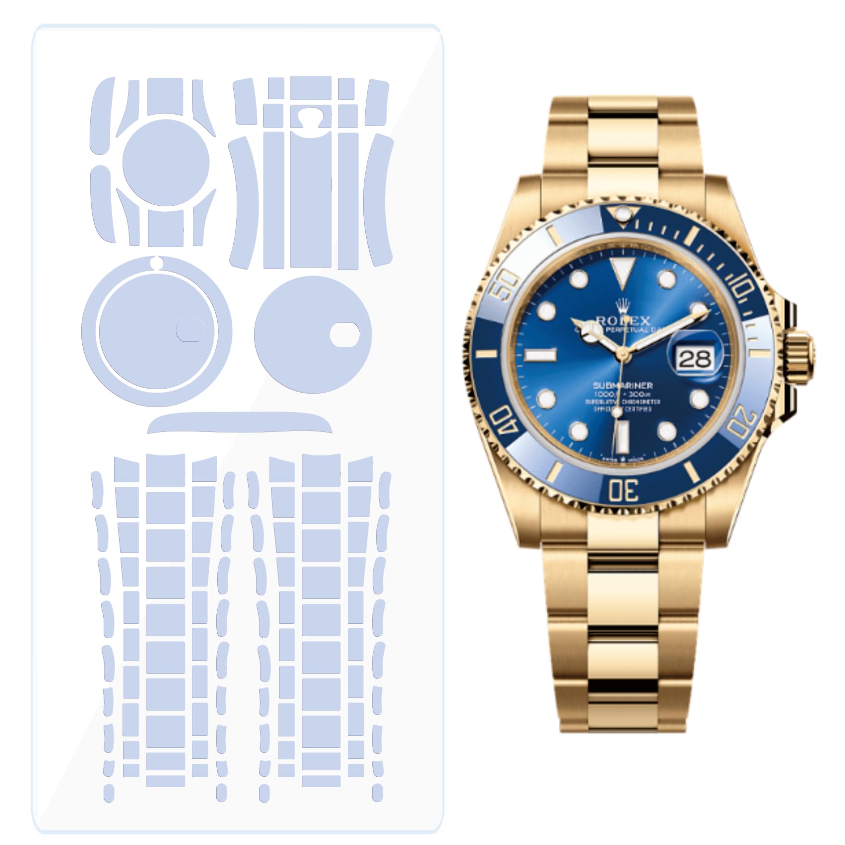 2Pack Pellicola Protettiva per Rolex Submariner 41mm Ref. 126618. | Pelle trasparente, copertura completa, adesivo per la protezione dello schermo dell'orologio