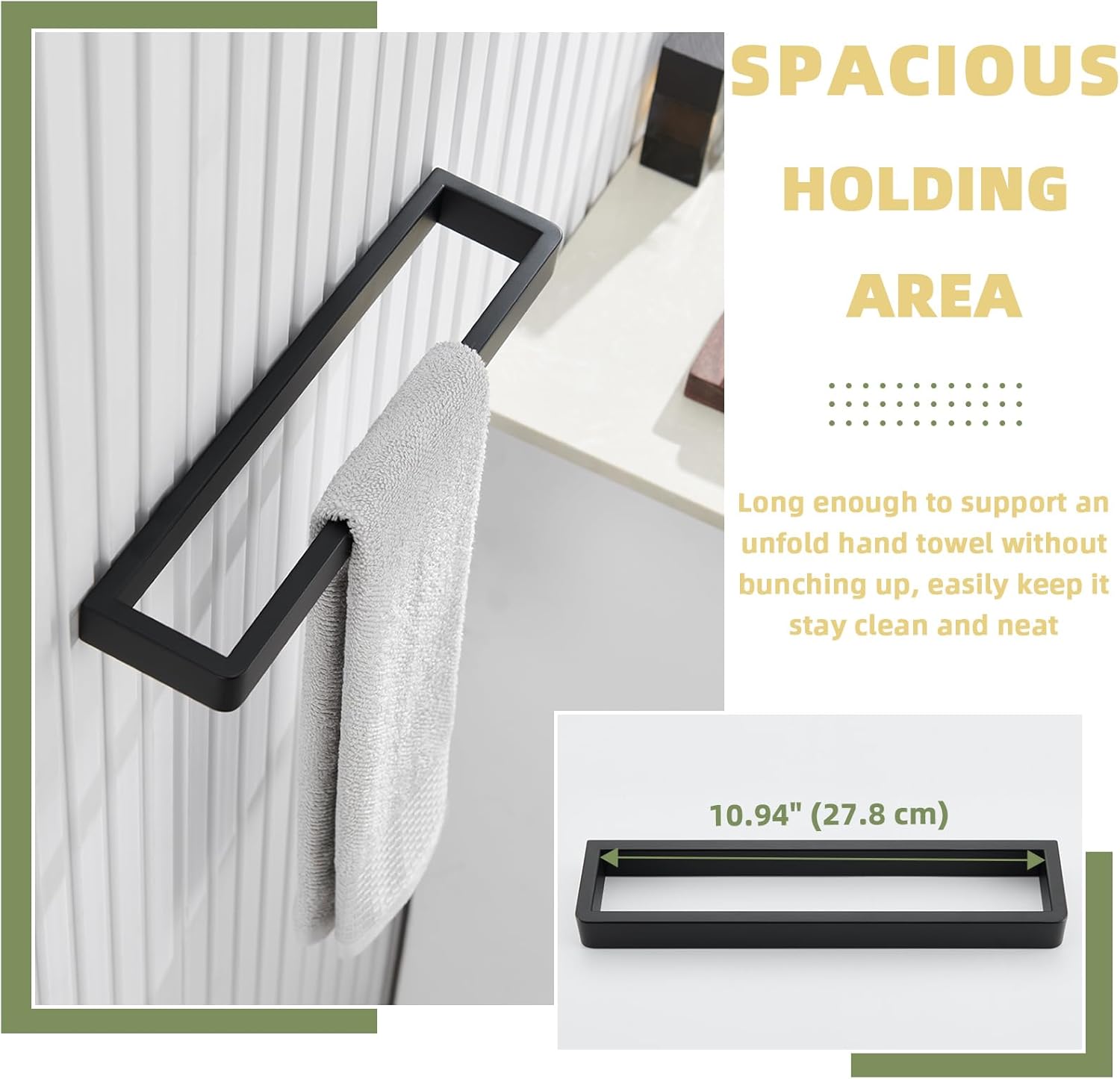 APLusee Robe Towel Hook, Toilet Paper Holder, Hand Towel Holder Bundle, 304 Stainless Steel Wall Mounted Bathroom Accessories Matte Black