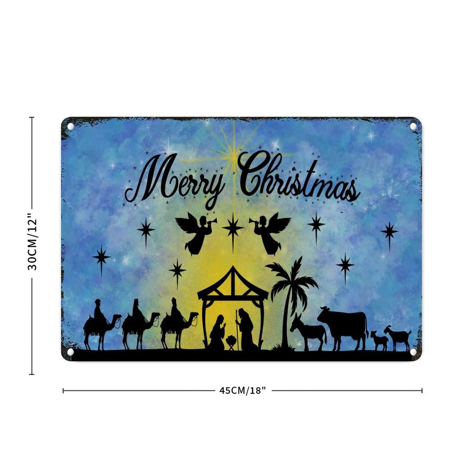 Scène de crèche de Noël en métal bleu pour raviver les souvenirs des fêtes en famille