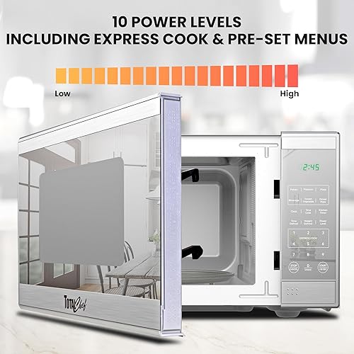 Miniatura 6 de Total Chef Horno microondas de 0.7 pies cúbicos - Microondas compacto de encimera, pequeño electrodoméstico de cocina de acero inoxidable con toque