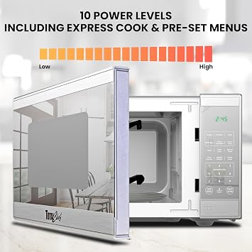 Total Chef 0.7 Cu Ft Microwave Oven - Countertop Small Kitchen Appliance, Stainless Steel Microwave with Digital Touch, Pre-Set Functions, 10 Turntable, 700 Watt