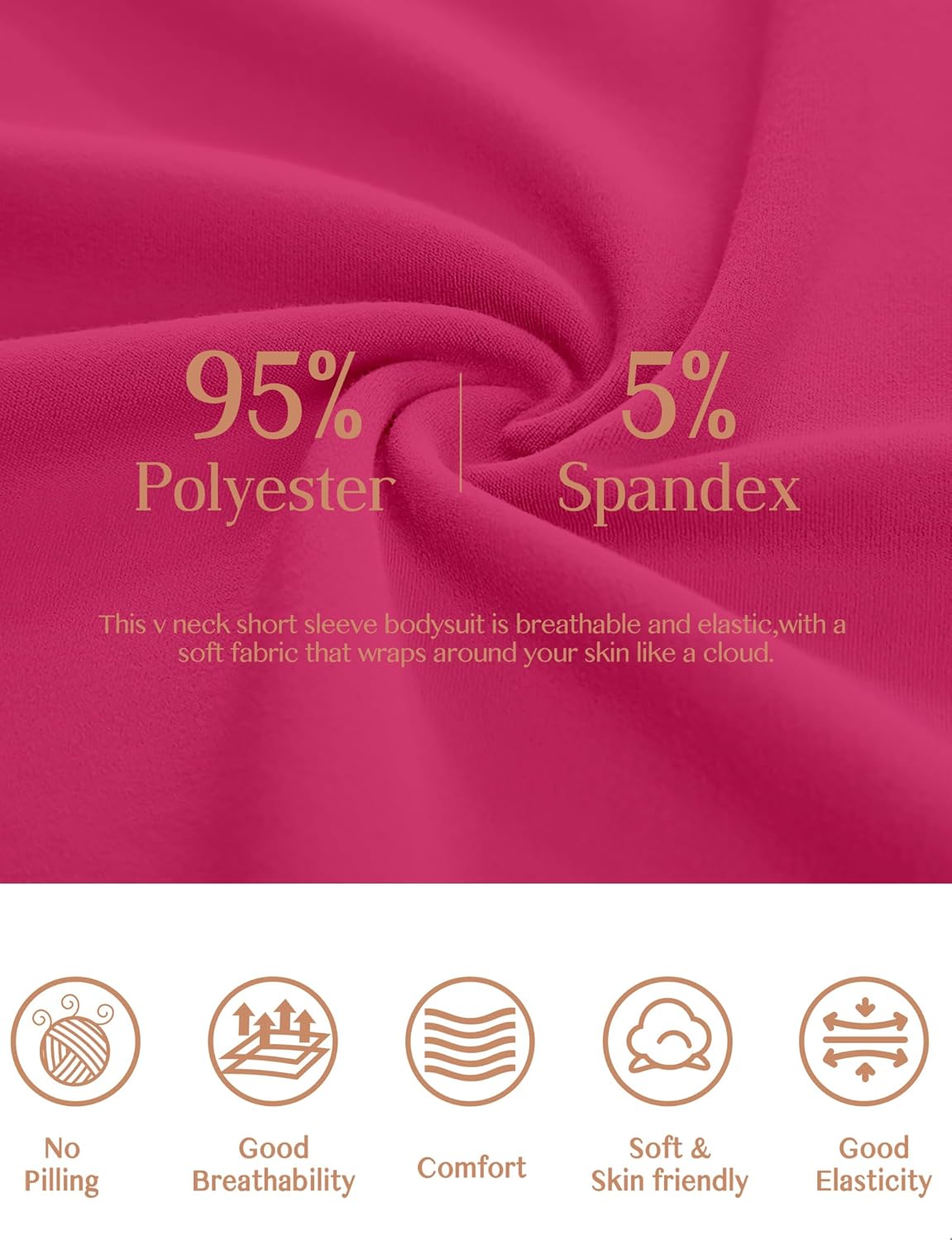 YOGINGO Womens V Neck Bodysuit Short Sleeve Bodysuits For Women Sexy Going Out Thong Body Suit Tops Shirts Basic Clothing Tank Leotards Jumpsuits Bustier Tops Curvy Dupe Tummy Control Red Large - Image 5