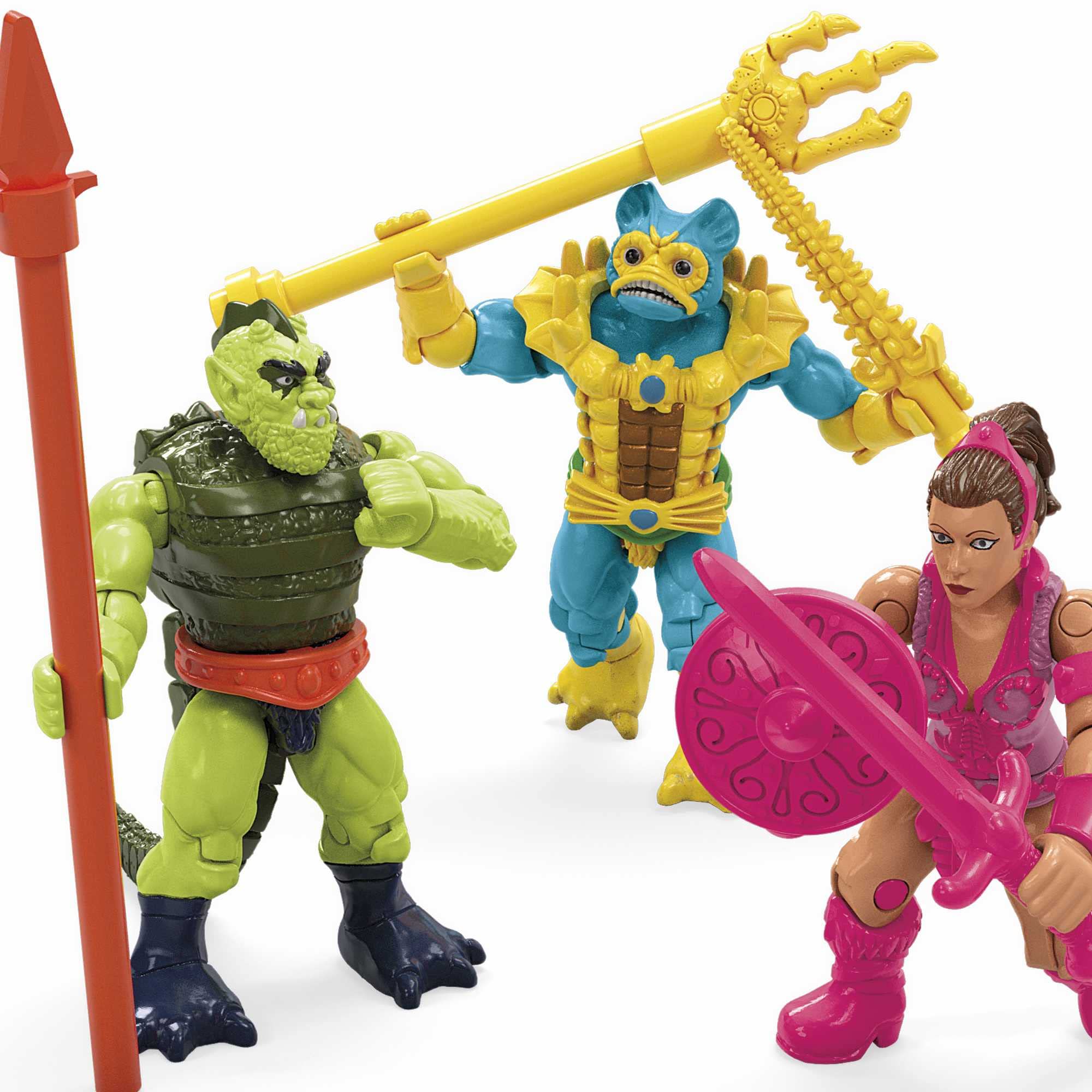 Mega Masters of the Universe - Kampf um Eternia Collection II, 6 detailgetreue Mikro-Aktionfiguren mit Laser und Zubehör, kompatibel mit Allen Bausteinsätzen, Motu, Spielzeug ab 8 Jahre, HHD15