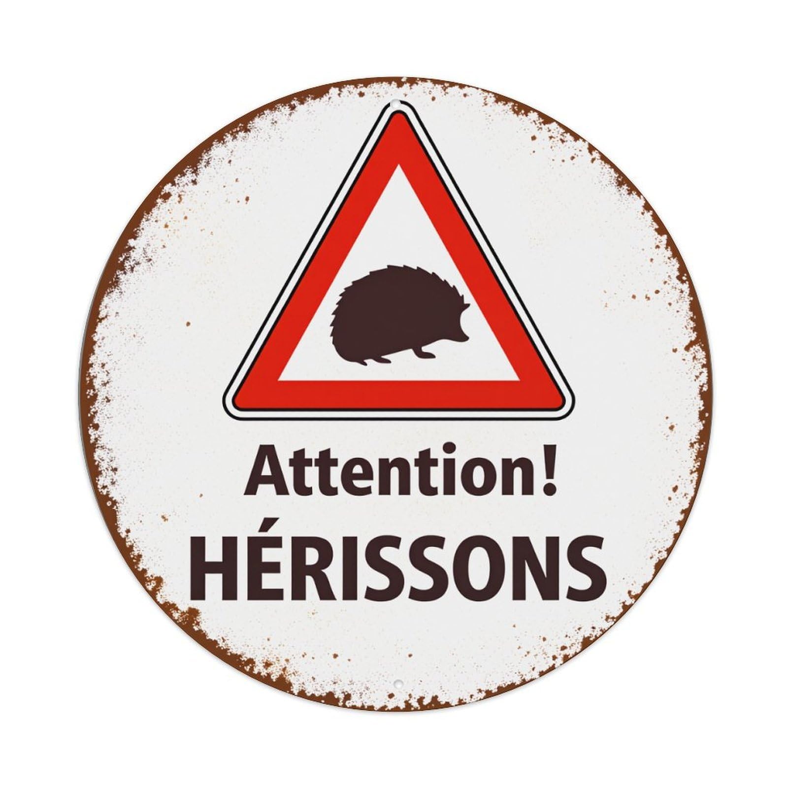 Attention Hedgehogs Sign With Hedgehog Symbol Metal Tin Sign Plaque