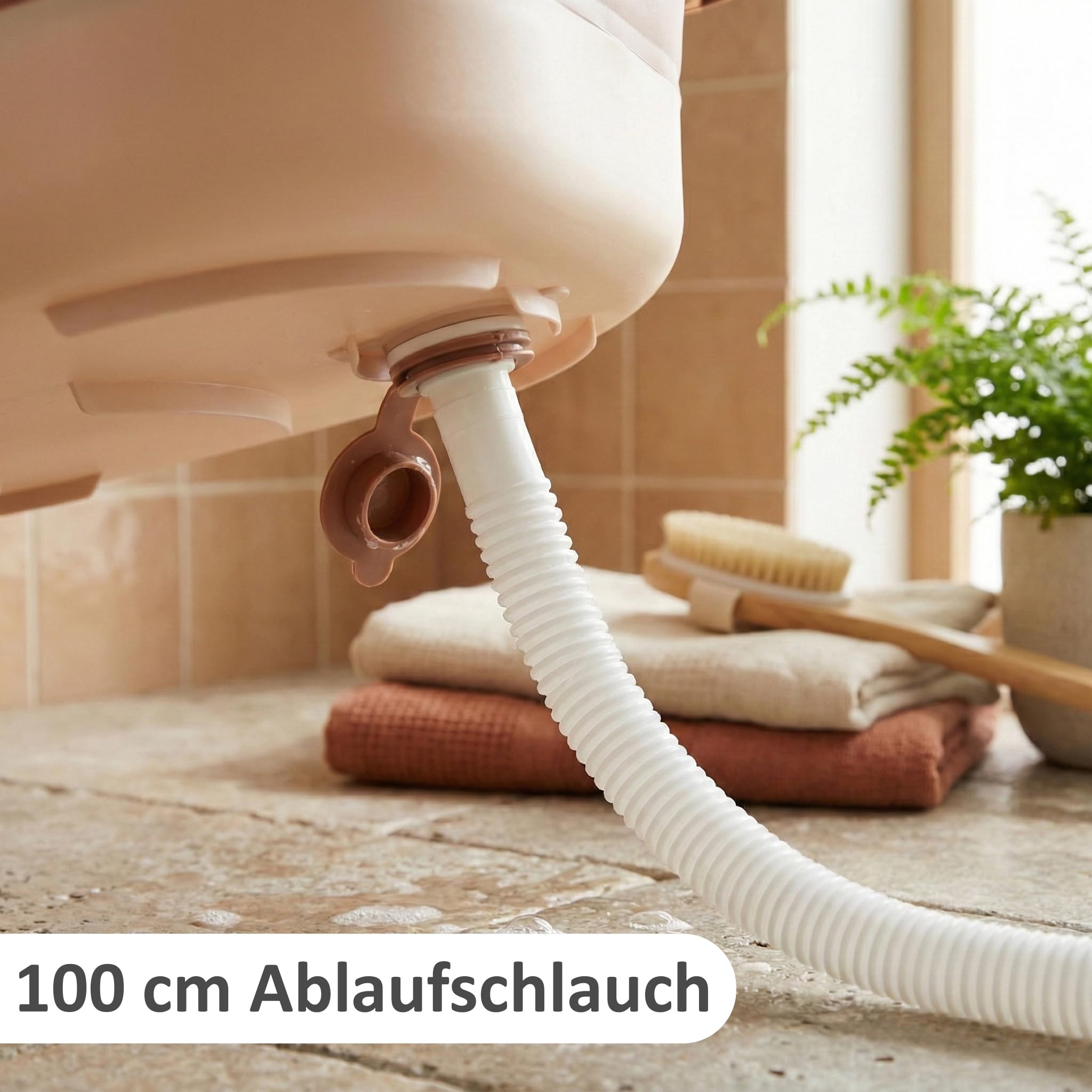 Twinly Bubbly – Faltbare 2-in-1-Baby-Badewanne – Ergonomisch verstellbare Höhe, abnehmbare Badewanne für Strand und Reisen, stabiler Stand mit Ablauf, ideal für kleine Badezimmer (Rosa)