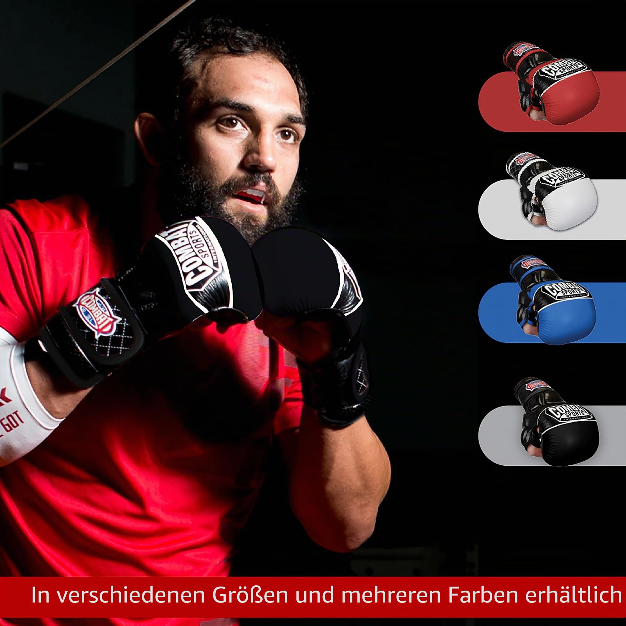 Combat Sports Max Strike MMA-Trainingshandschuhe, offene Handfläche, Fingerlose Handschuhe für MMA, Muay Thai und Kickboxen