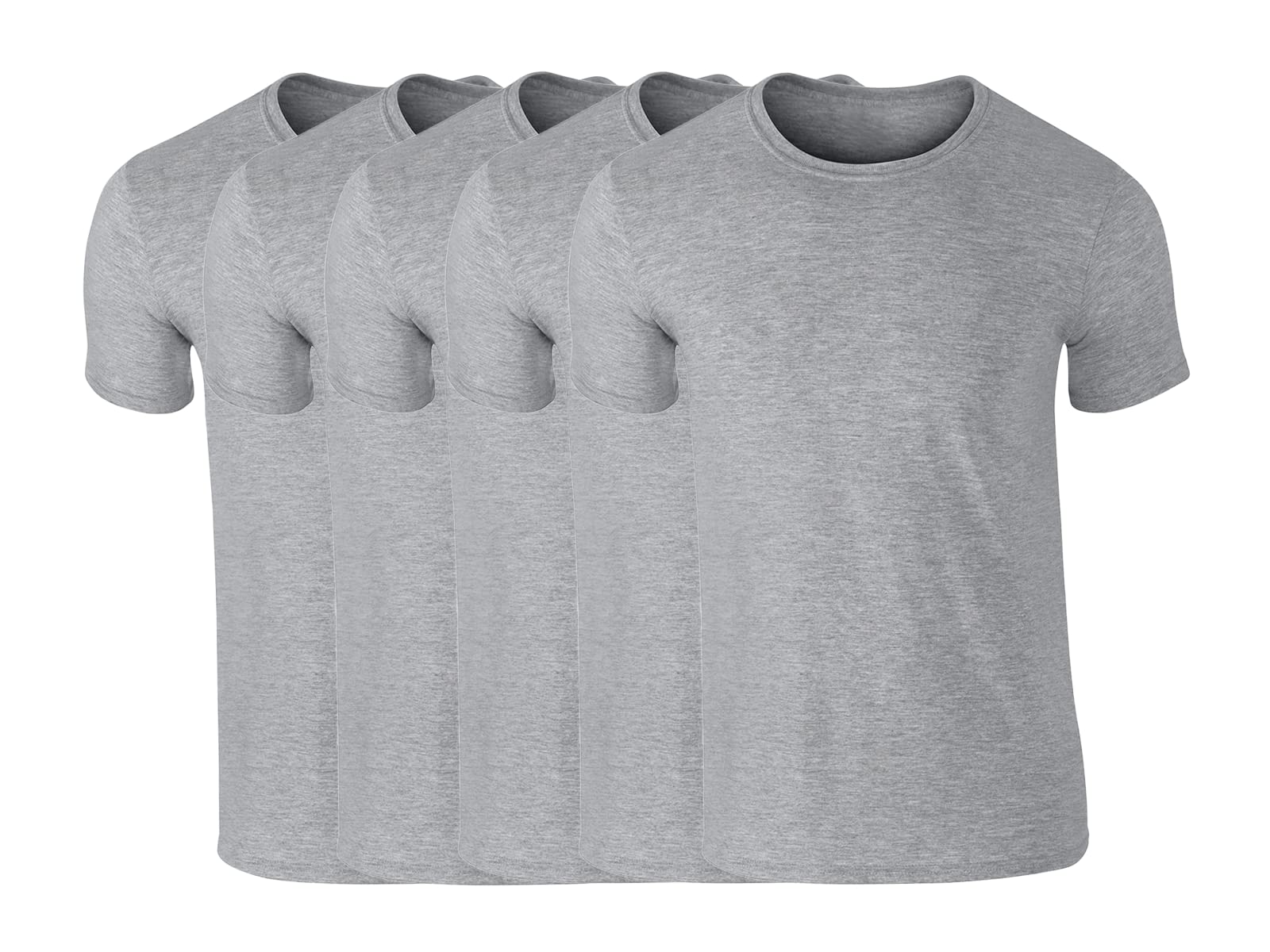 COOZO Mens Soft Cotton Pack of 5 Short Sleeve T-Shirts - RS Sports Grey - 4XL