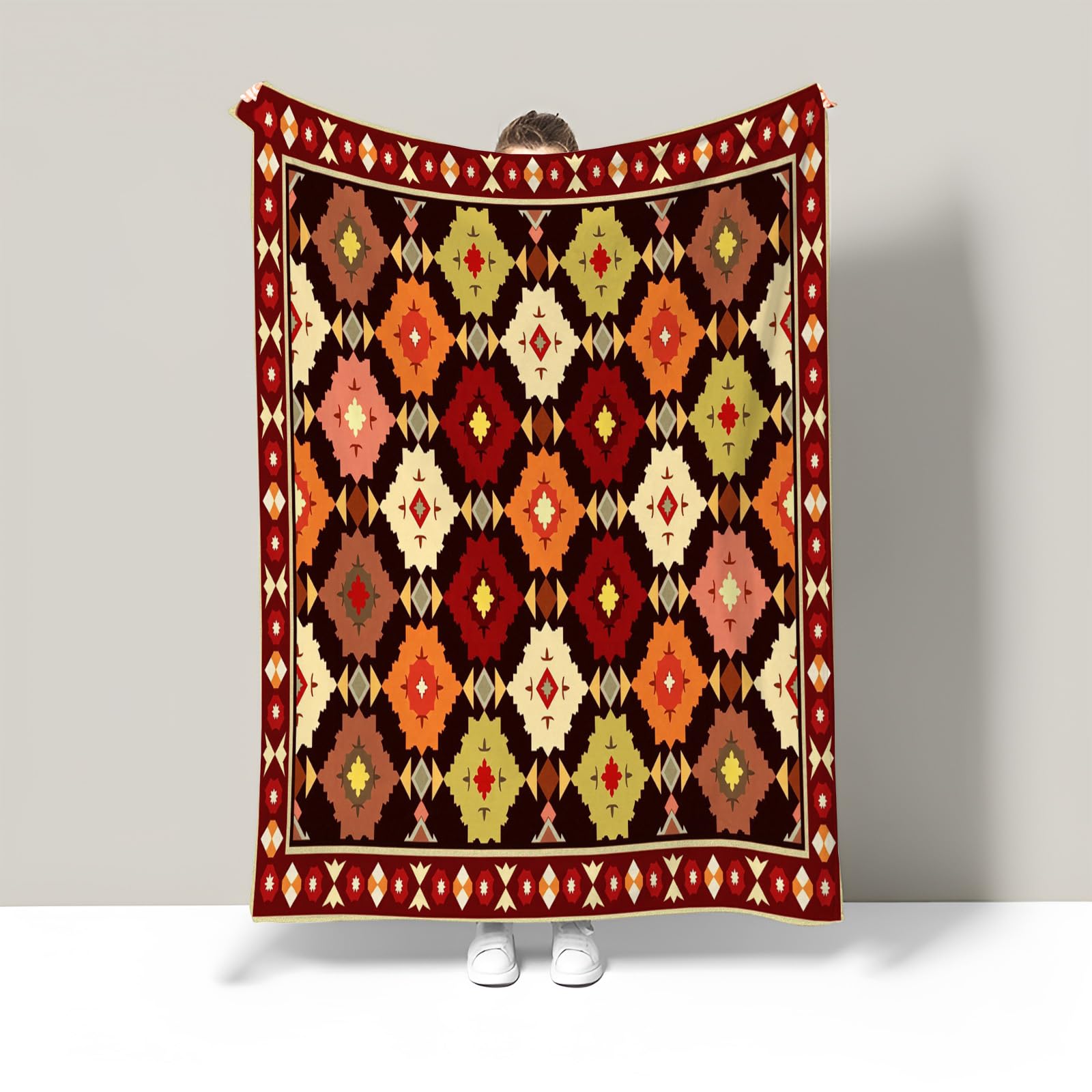 Couverture fausse fourrure haut de gamme plaid peluche mandala chic