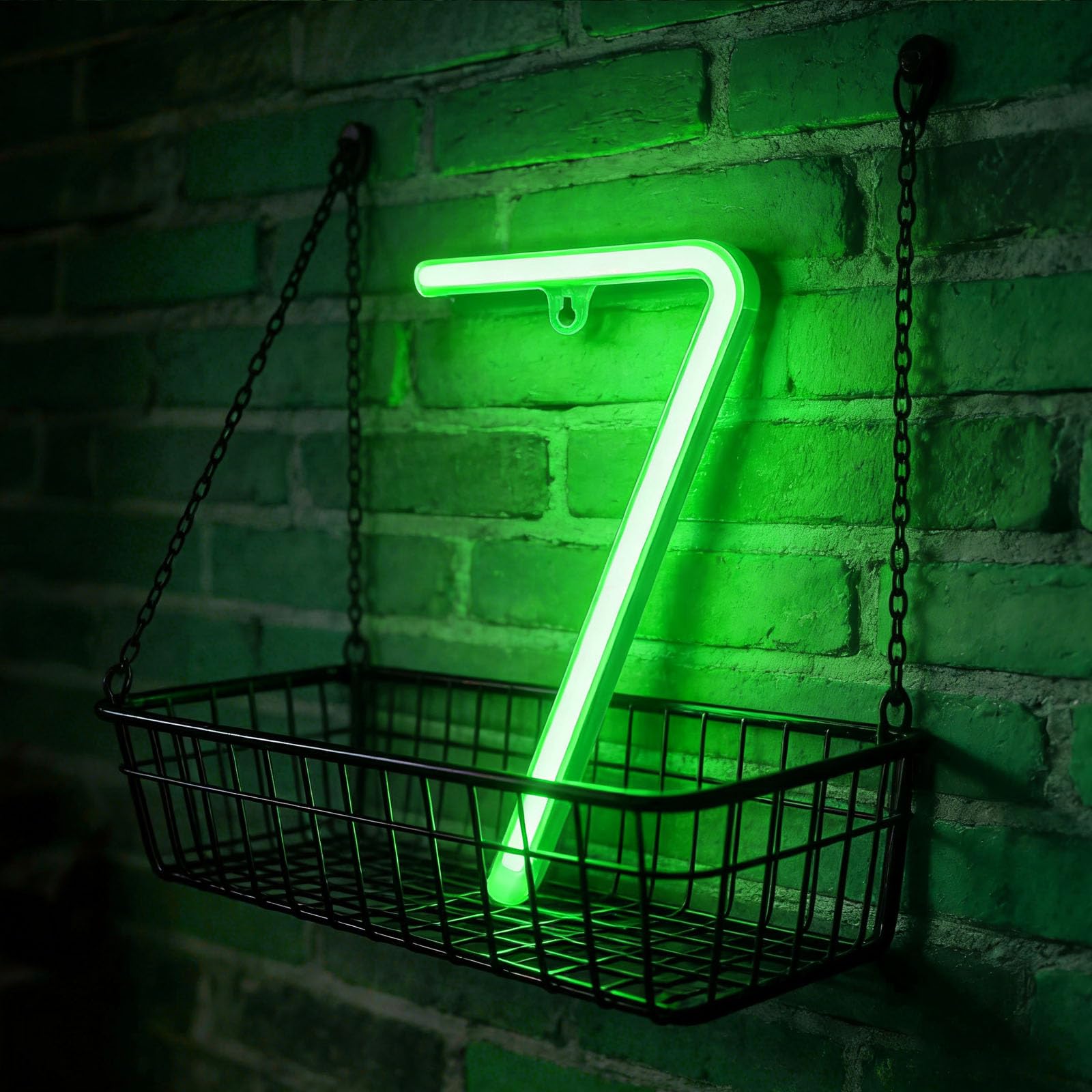LED Letter Neon Lights Light Up Green Neon Letters LED Alphabet Neon Letter Sign Lights Battery/USB Powered Neon Signs Words Night Lights for Bedside Table Shop Window Display Room Home ( number 7 ) — image 1