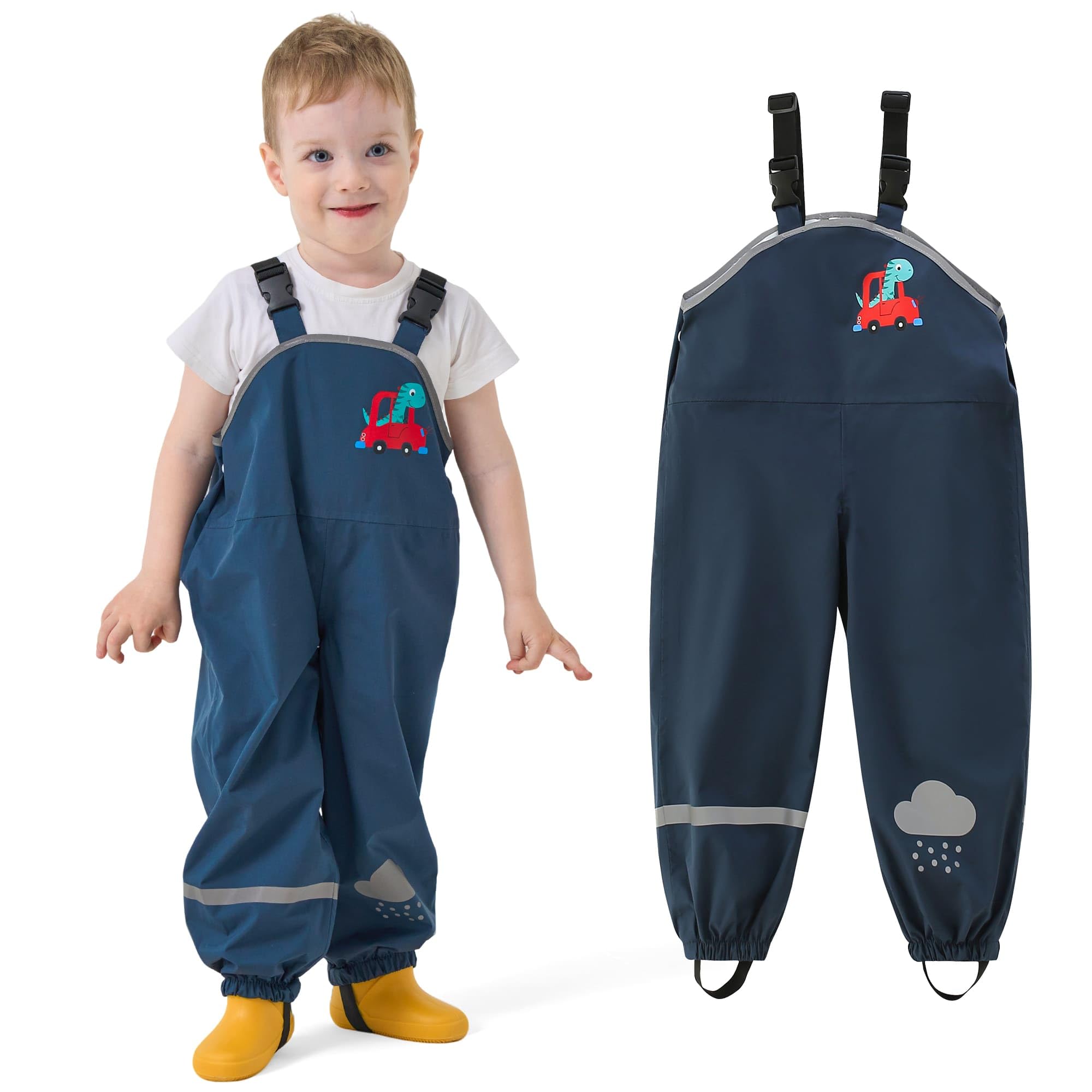 Baogaier kinderregenbroek modderbroek meisjes wind- en waterdichte tuinbroek lichtgewicht broek zonder voering regenbroek met reflectie outdoorbroek regenkleding maat 122-128, roze paard