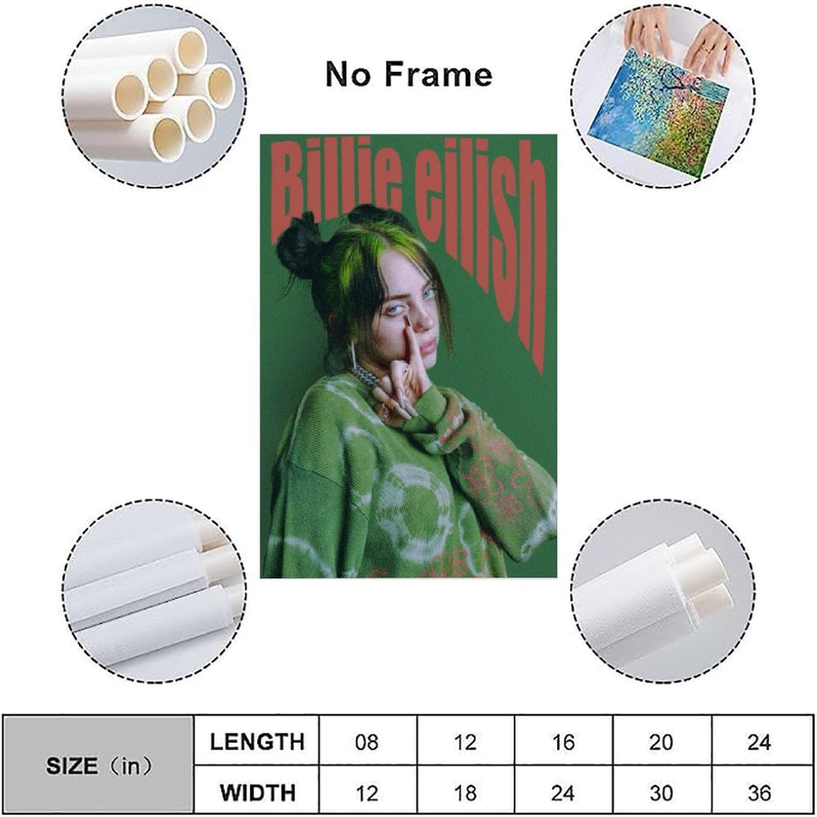 Billie Eilish album canvas poster slaapkamer decor sport landschap kantoor kamer decoratie geschenk 30 x 45 cm zonder lijst