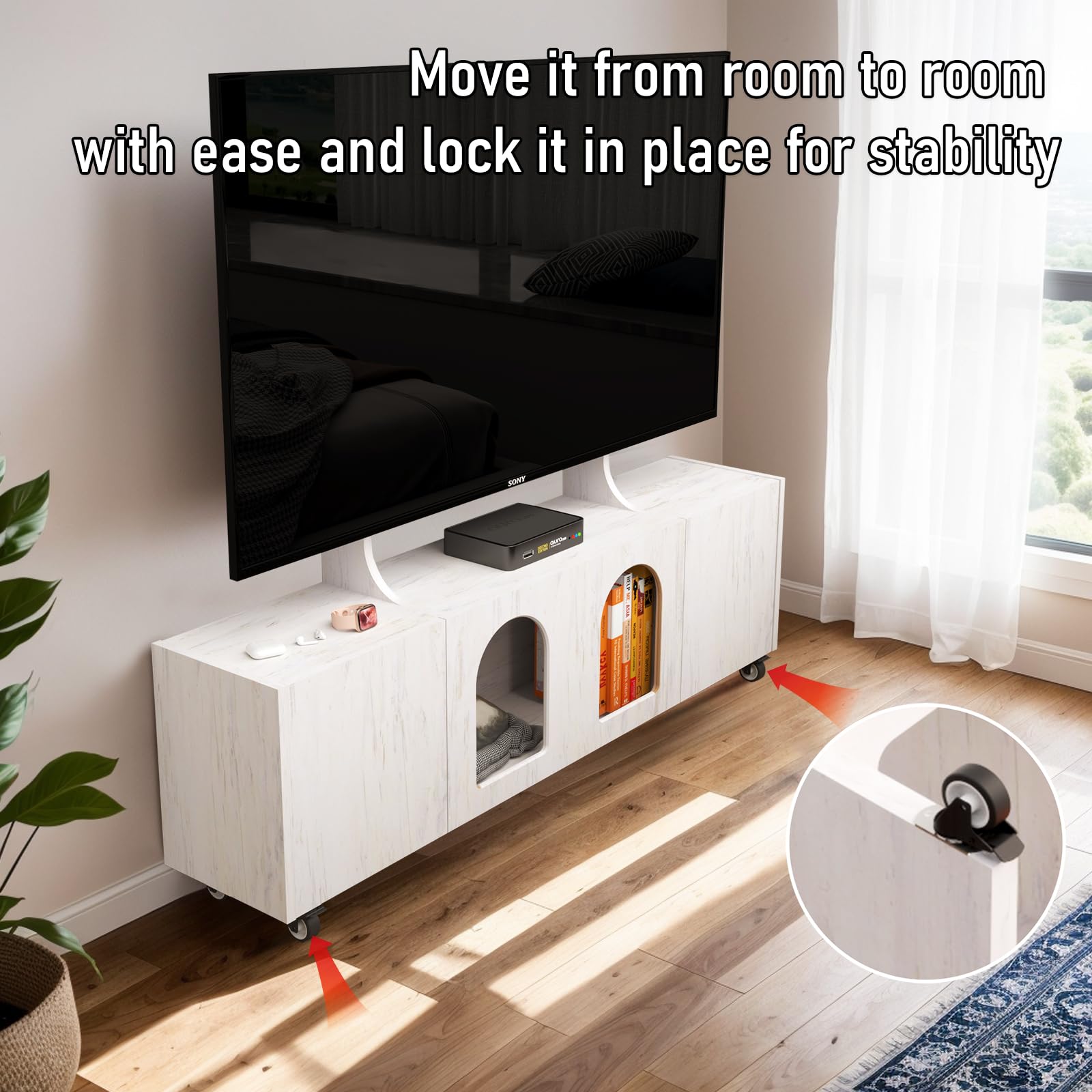 Mobile Corner TV Stand with Storage