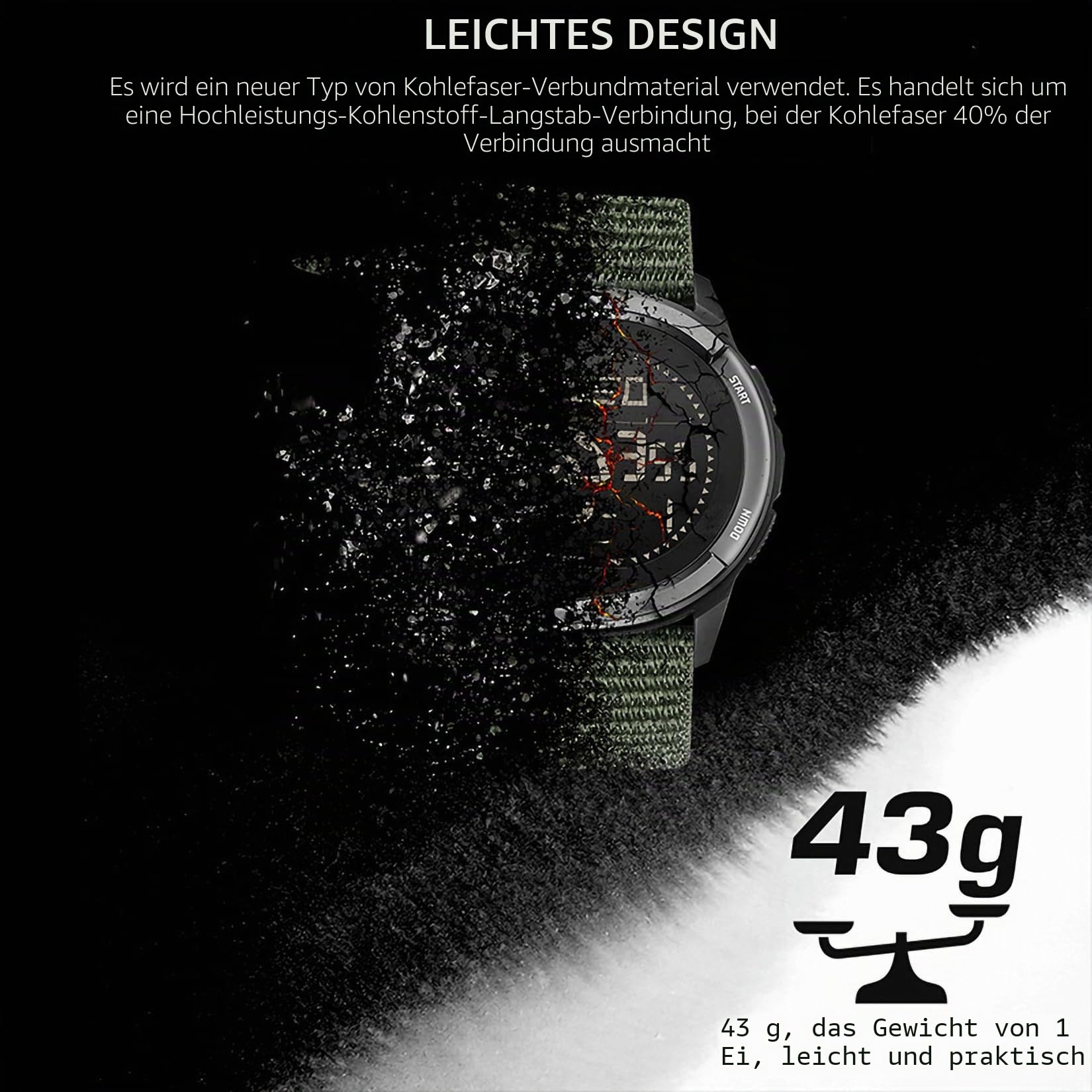 DIDITIME Taktische Uhren für Männer, Militärische Uhren für Männer, Wasserdicht 164FT, Fitness Uhr, Herren Digital Uhren mit Kompass, Metronom, Schrittzähler, Leichte Atmungsaktive Nylon Uhr