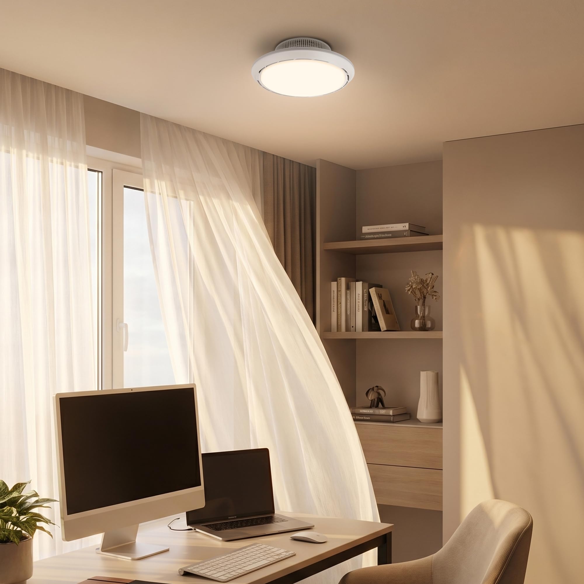BRILONER - Ventilatore da soffitto con luce LED, telecomando, 6 velocità, CCT e luminosità regolabile, lampadario ventilatore da soffitto, lampadario, camera da letto, 44 cm, bianco