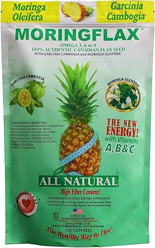 Miniatura 2 de Moringflax Bag Formula 100 Semilla de lino canadiense natural con garcinia cambogia y moringa oleifera bolsa, bronceado, 16 onzas - Paquete de 2