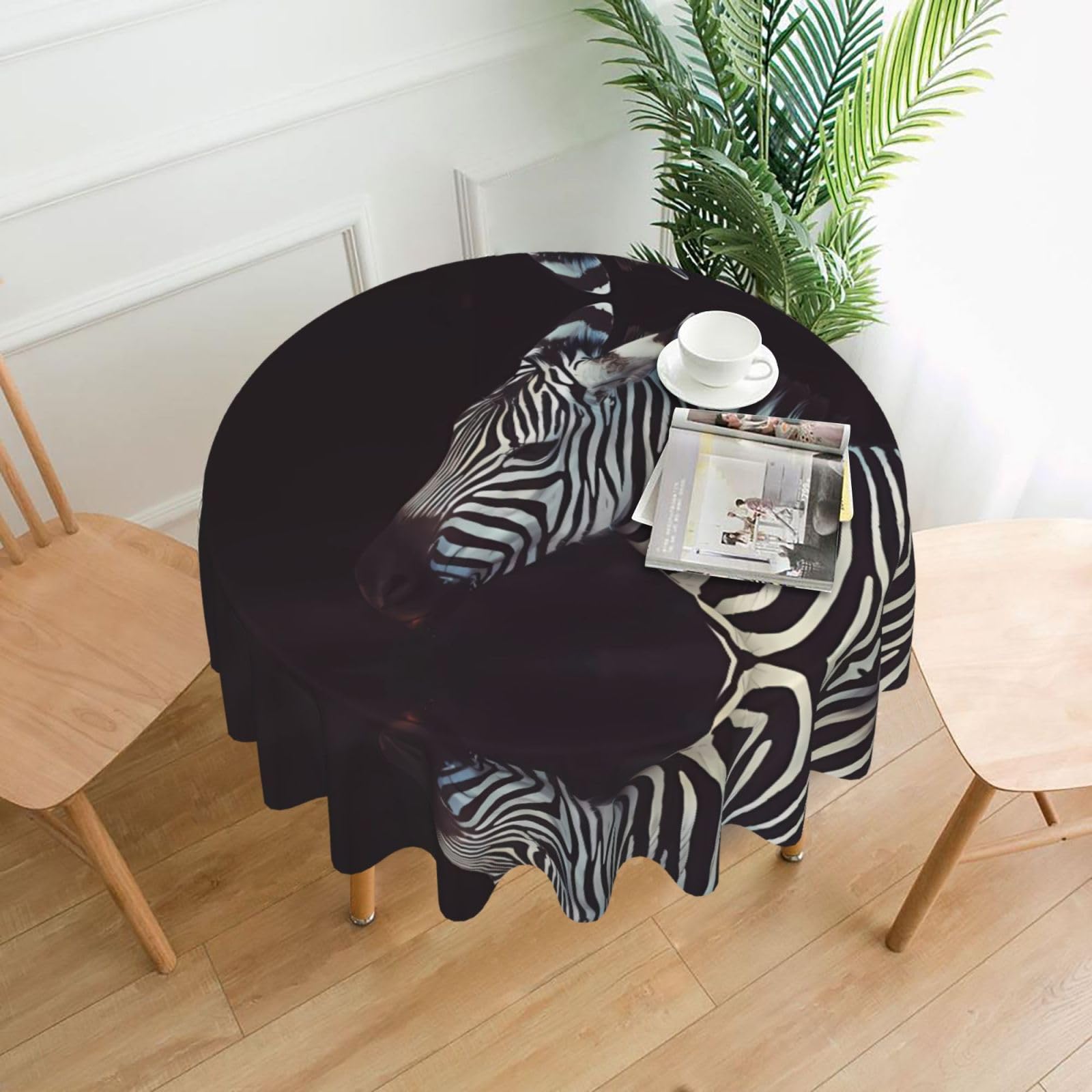 YYHHAOFA Animal Zebra Prints 60in Round Decorative Tablecloth – High-Grade Polyester Throw Cover for Dining, Parties, and Outdoor Events