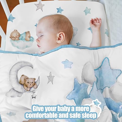 Miniatura 4 de Mixweer Juego de ropa de cama de 3 piezas con temática de oso de nube para niños, guardería, juego de ropa de cama para cuna, juego de ropa de cama