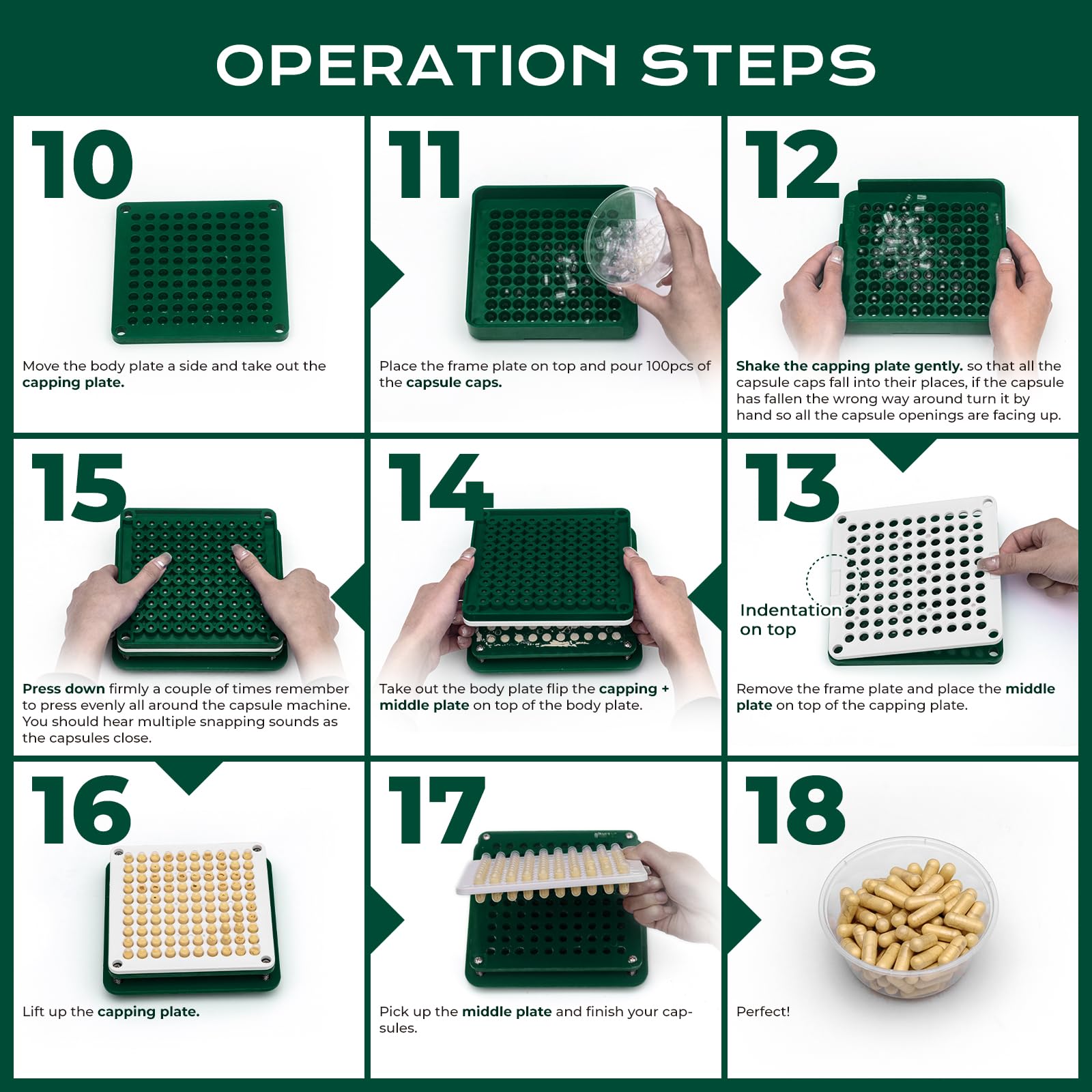 Machine de Remplissage de Capsules de Taille 0-Pour 100 Gélules, Remplisseur Utilisé avec des Gélules Vides Végétales ou de Gélatine Taille 0, Instructions Détaillées avec Manuel