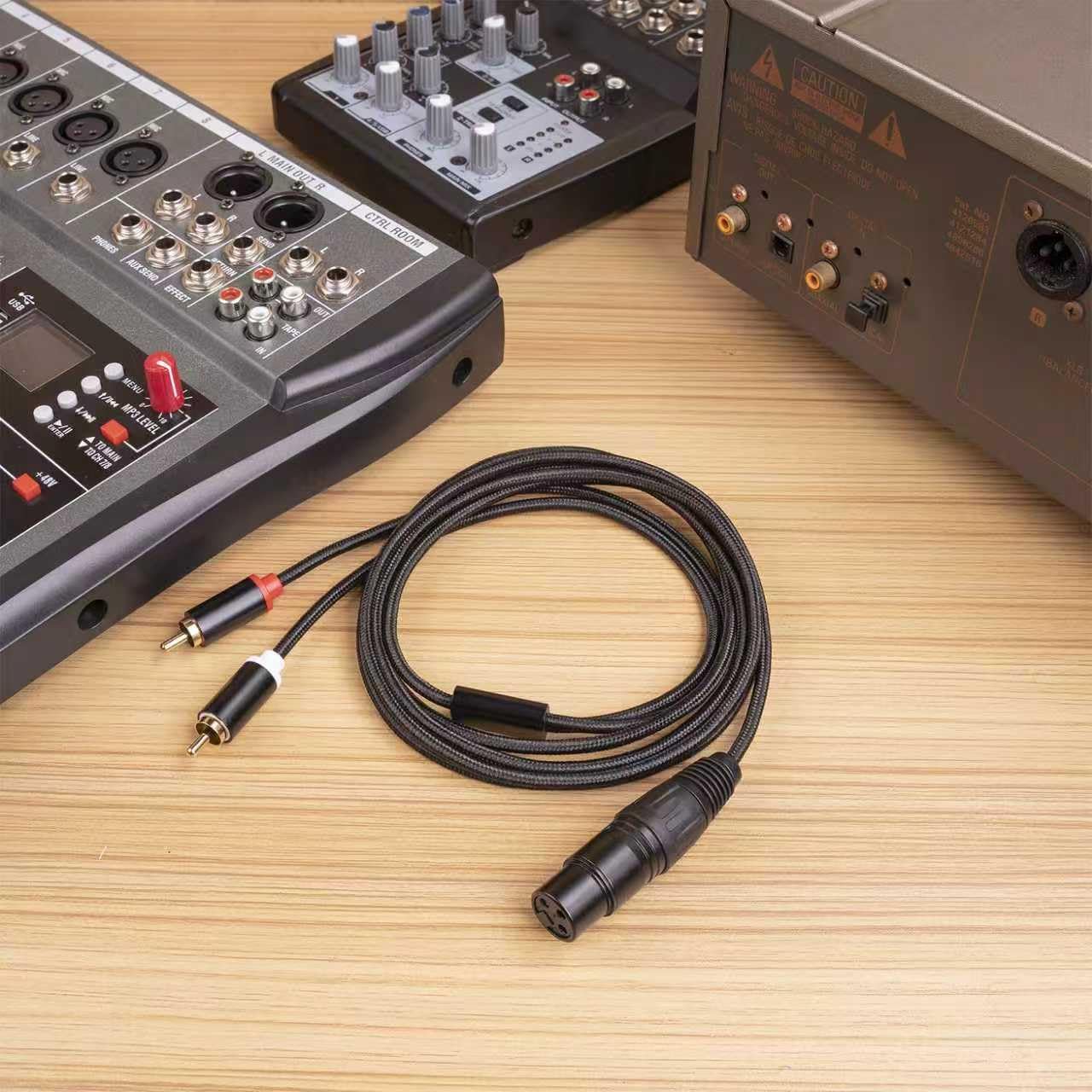 XLR kabel rozdzielacza żeńskiego na podwójny RCA Y, asymetryczny kabel rozgałęźny XLR żeński na 2 gniazda RCA/phono, kabel adaptera Y