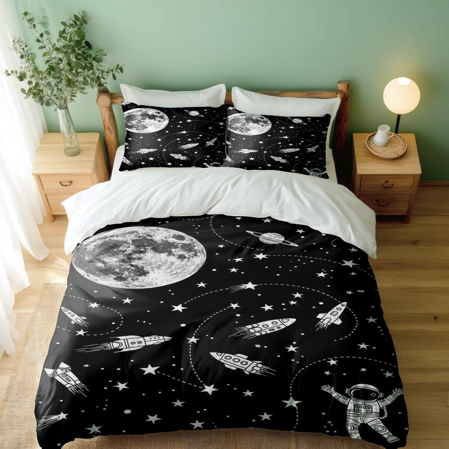 Parure de lit astronaute et housse de couette planète interstellaire 200x200