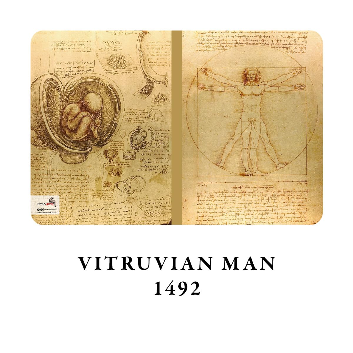 Retronote Da Vinci 4'lü Defter Seti, Renaissance Series, Çizgisiz, 64 Sayfa, 14x21 cm