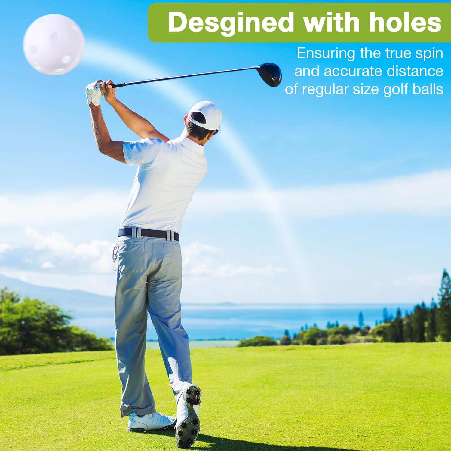 MiniInflat 80 Pack Practice Golf Balls Limited Flight 42 mm Golf Training Airflow Hollow Plastic Ball for Women Men Indoor Outdoor Driving Range Swing Practice Home