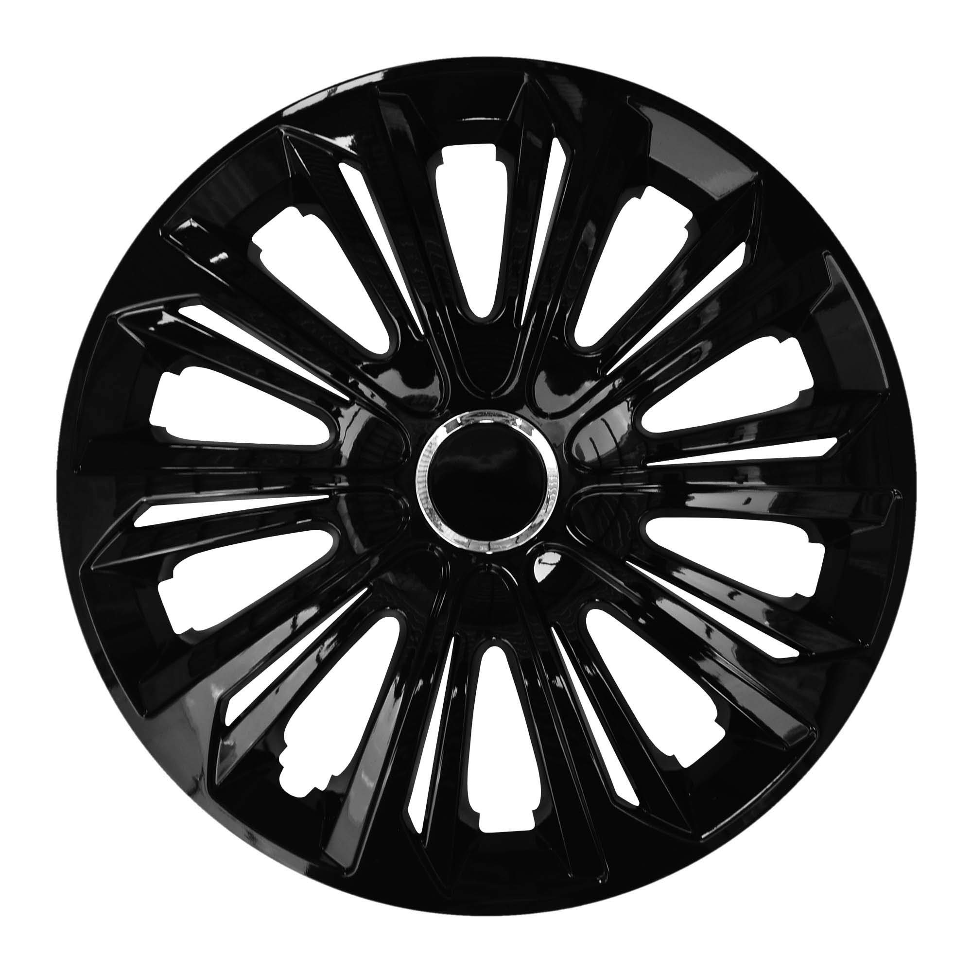 Centurion Lot de 4 enjoliveurs Extra forts Noir laqué 15"