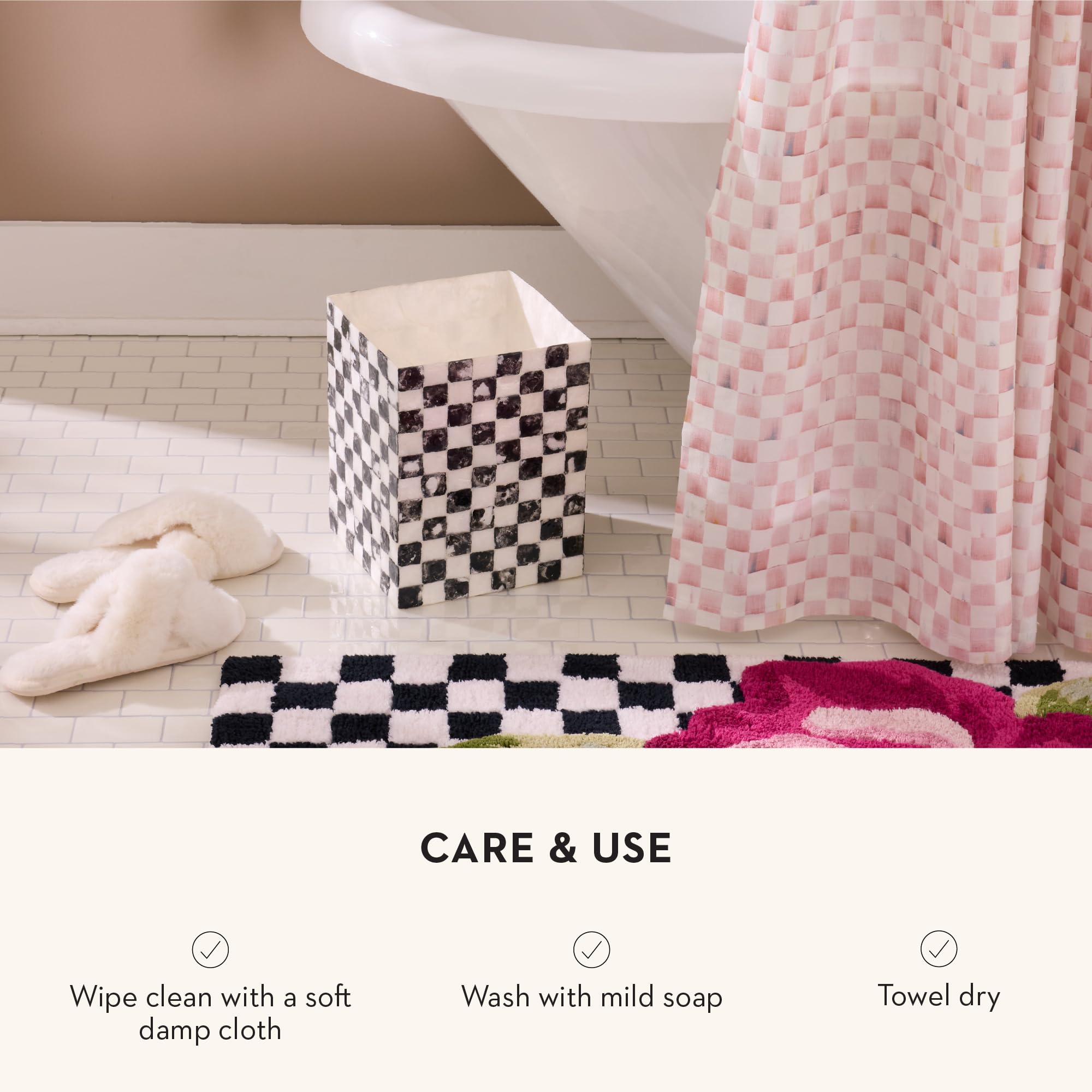 Amazon.com: MACKENZIE-CHILDS Capiz Waste Bin, Decorative Bathroom