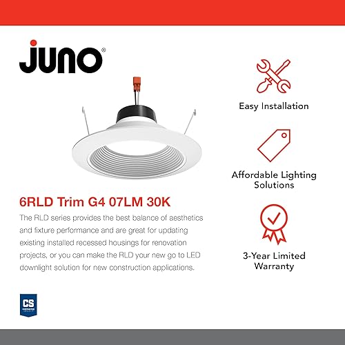 Miniatura 2 de Juno Iluminación LED empotrable de 6 pulgadas, serie G4 retrofit, lámpara de techo para cocina o ducha, 700 lúmenes, 3000 K blanco cálido,