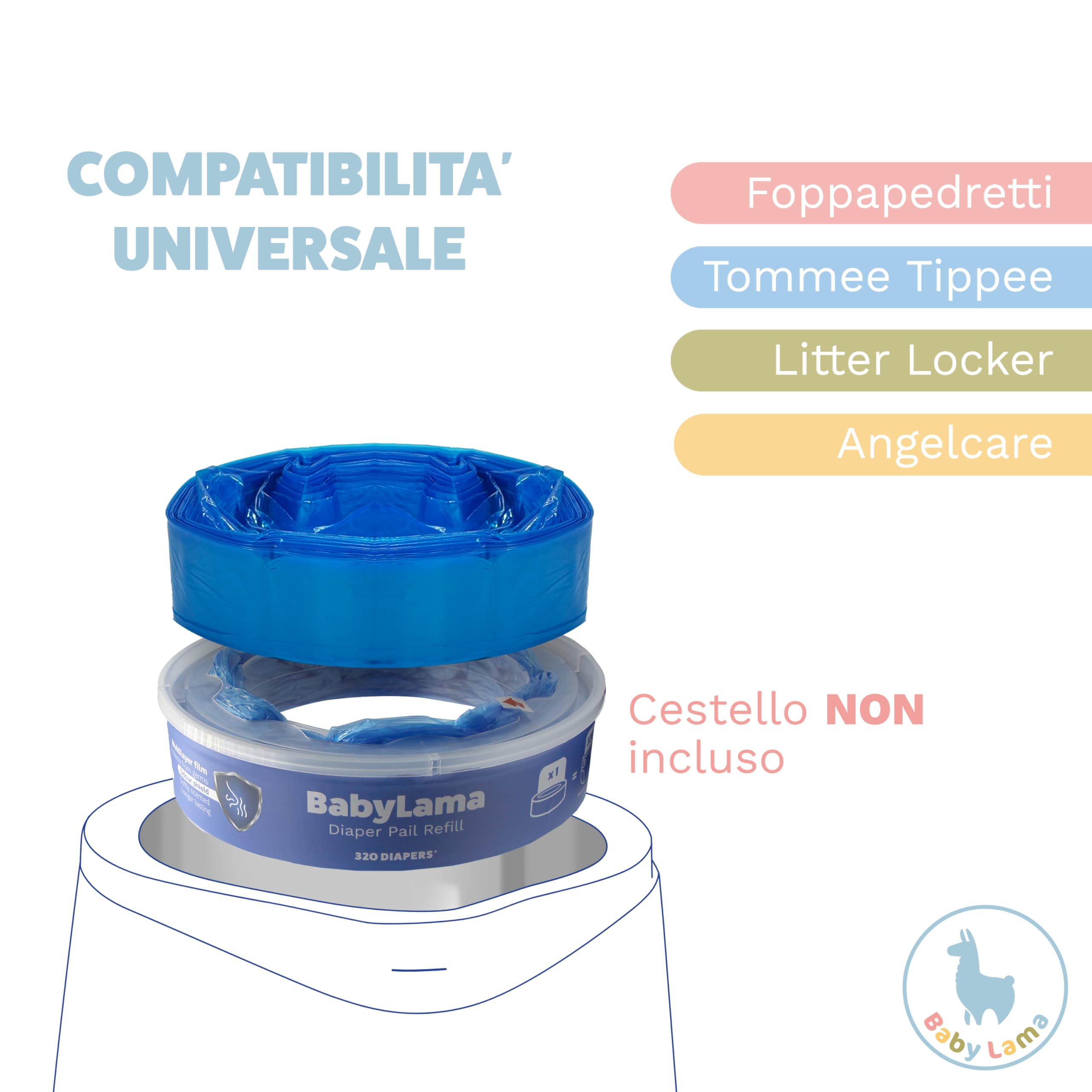 Sacchetti Mangiapannolini Universali (15) – Compatibili con Ricarica Mangiapannolini Foppapedretti e Tommee Tippee – Resistenti e Anti-Odore