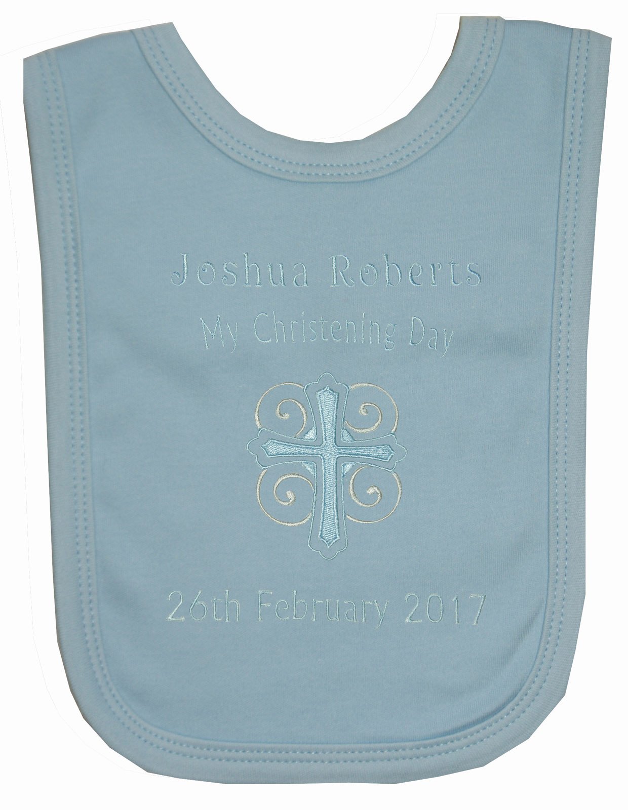 Sew Sew Special Boys Personalised Christening Day Bib (Blue)