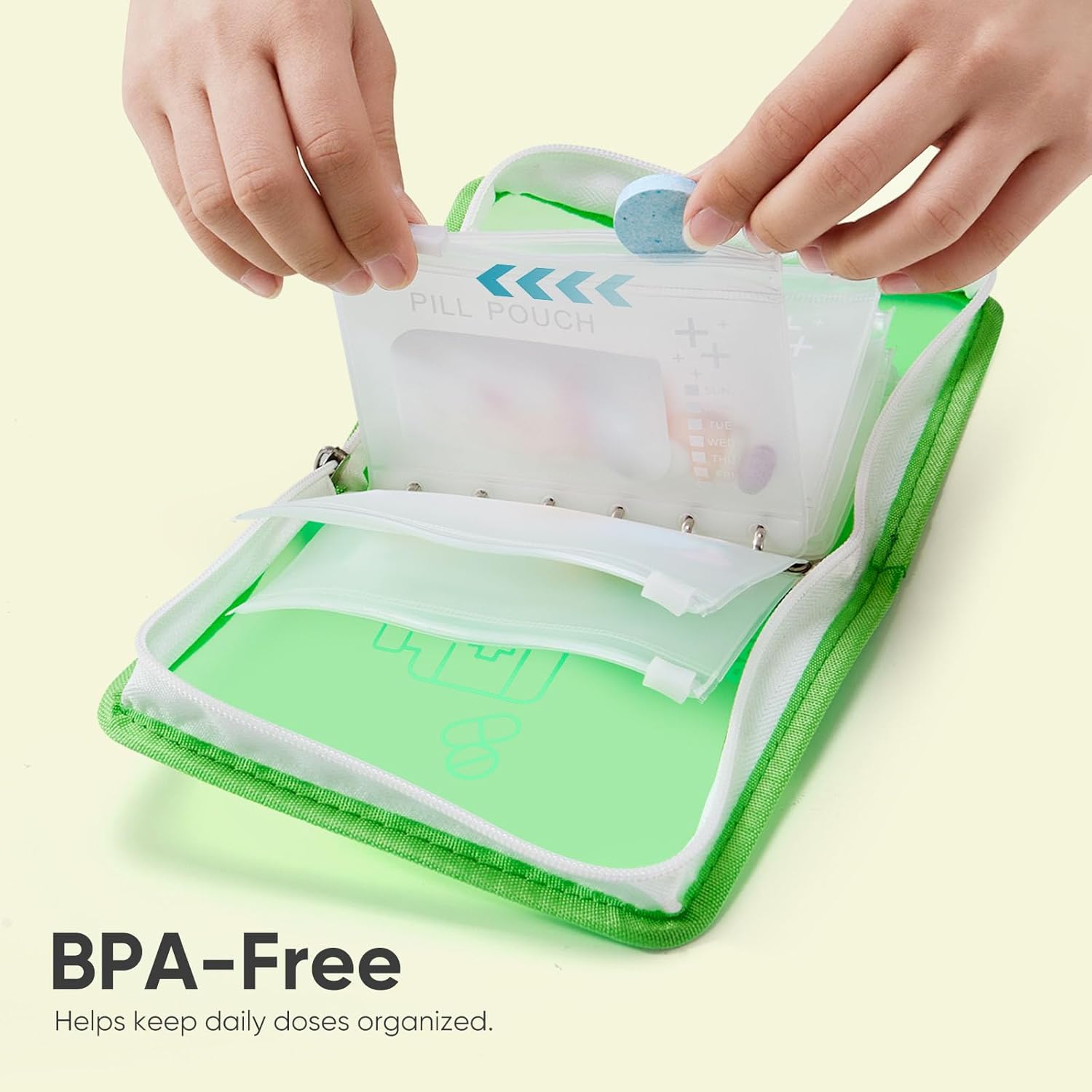 Lerine 7 Reusable Pill Pouch Bags, Zippered Pill Pouch Set, Travel Medicine Organizer with Write on Label, BPA Free Self Sealing Bags with Slide Lock, Ring Binder for Daily Vitamin, Supplement Storage - Image 3