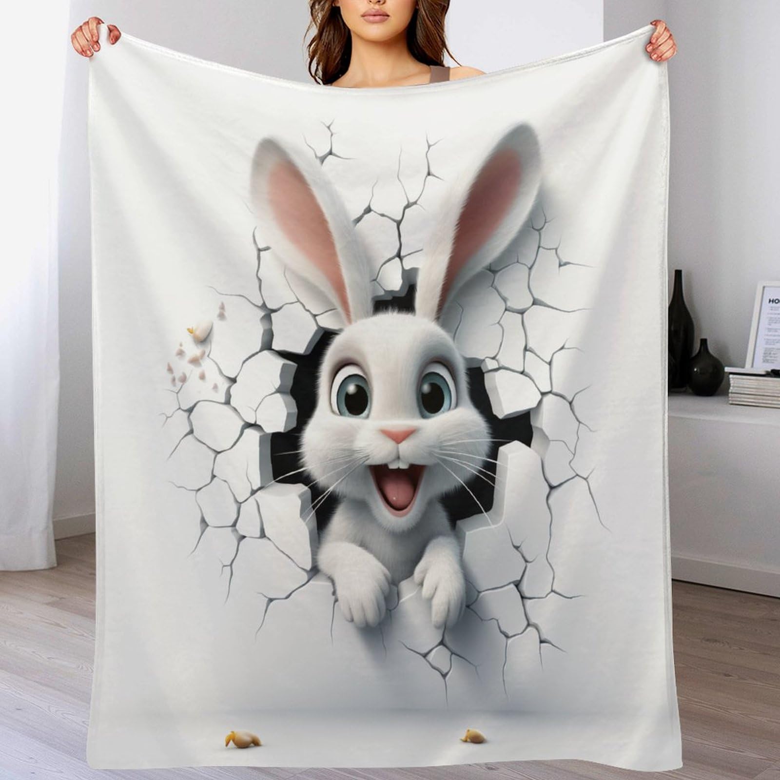 Couverture Polaire Lapin Chaude pour Soulager le Froid sur Votre Canapé