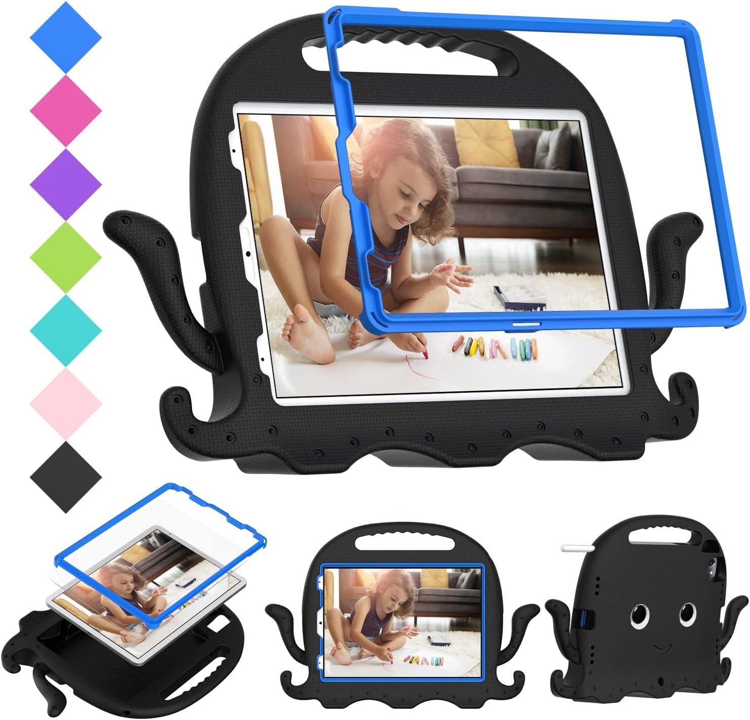Tablet PC Bags Cases Sleeves Kids Case Compatible with iPad Pro 11"(2018/2020/2021) with Handle Bumper |Protective Kid-Proof Stand Tablet Cover Eva Shockproof Lightweight Dropproof(Black)