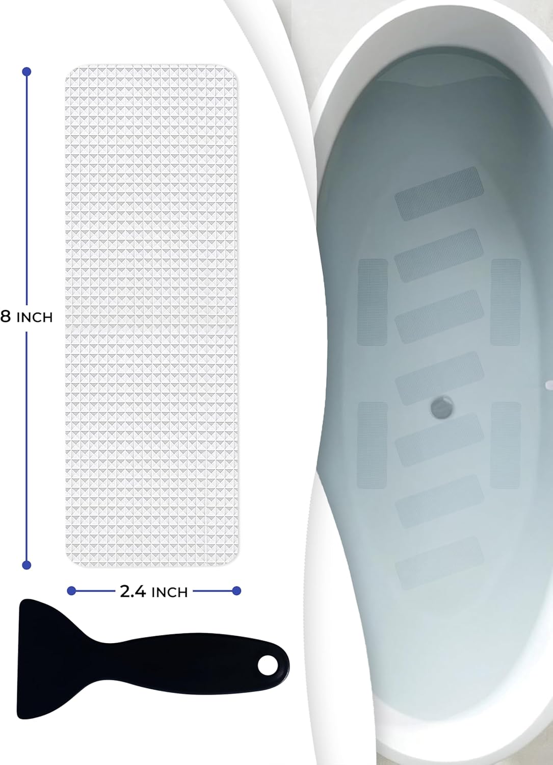 XXL Anti Slip Shower Stickers 12 PCS, Invisible Non-Slip Shower Strips for Adults, Premium Adhesive Bath Tub Stickers (Clear) - Image 3