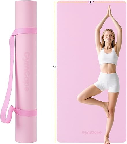 Miniatura 13 de Extra Large Yoga Mat – 72"x48" or 78"x57", 1/4"–1/2" Thick Mat for Women & Men, TPE Non-Slip Pilates Mat for Home Gym, Yoga, Stretching, Meditation