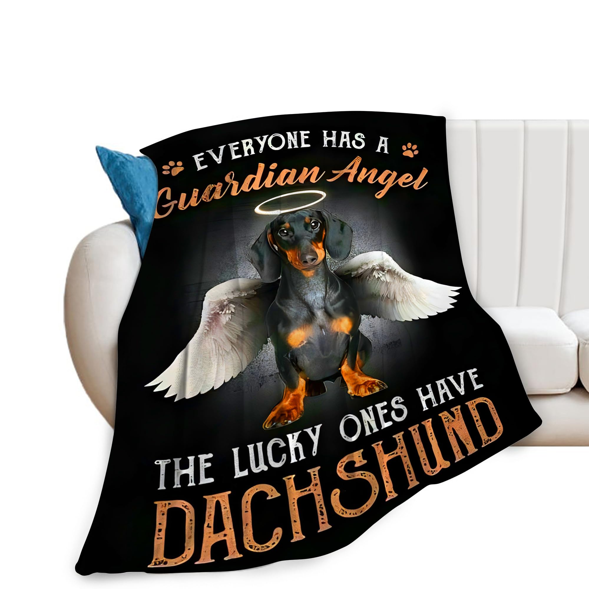 Dachshund Gifts and Decor - Cute Dog Throw Blanket for Girls, Women, Kids, Adults - Soft, Warm, Cozy Fleece Blanket for Couch, Sofa, Bed - 60"x50"