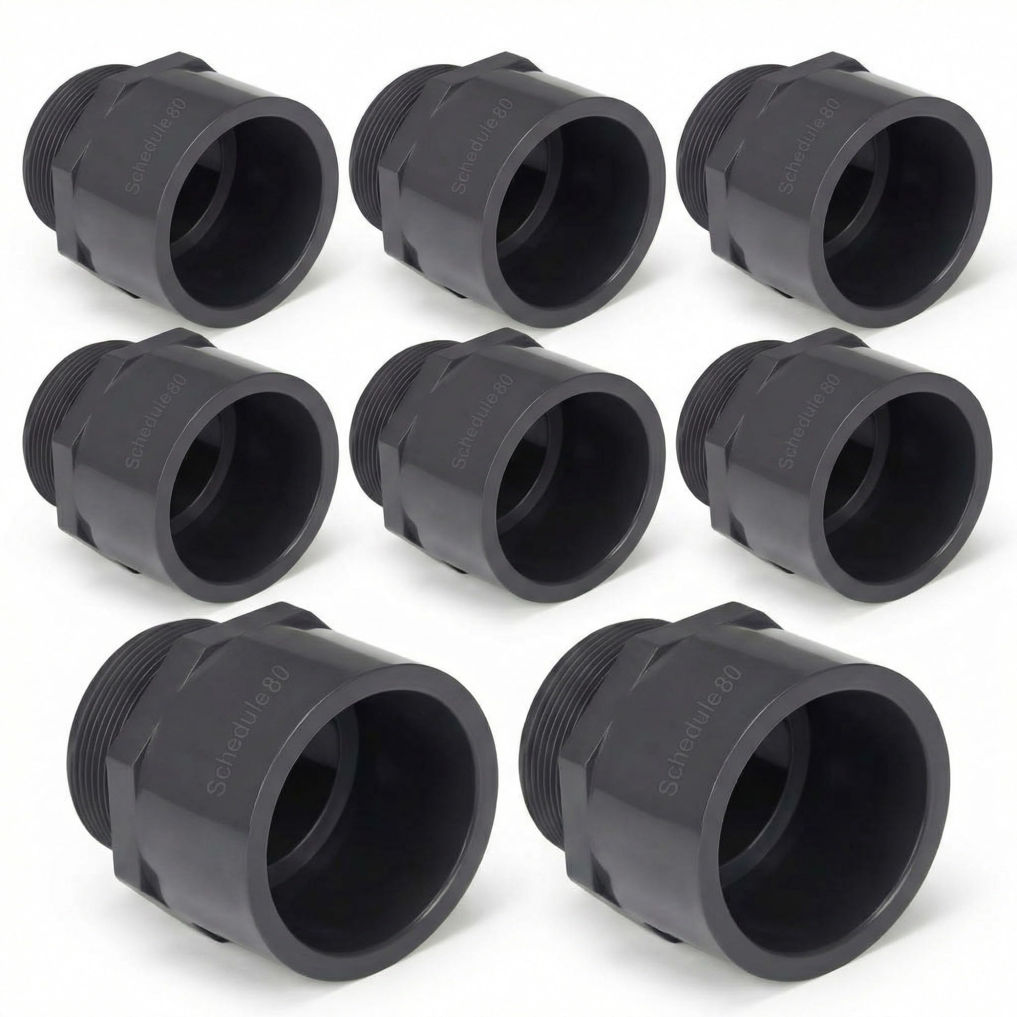 8 Pcs 2 Inch PVC Pipe Fitting Male Adapter Schedule 80 Socket x Npt Compatible with 836 Series Heavy Duty Industrial Grade Corrosion Resistant Plumbing Irrigation Connector for Water
