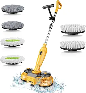 Cordless Electric Mop for Dewalt 20V Battery (NO Battery), 2 in 1 Spin Mop & Electric Floor Scrubber Machine with LED Light & Water Spray, 800 RPM Rotating Electric Mops for Floor Cleaning (Yellow)