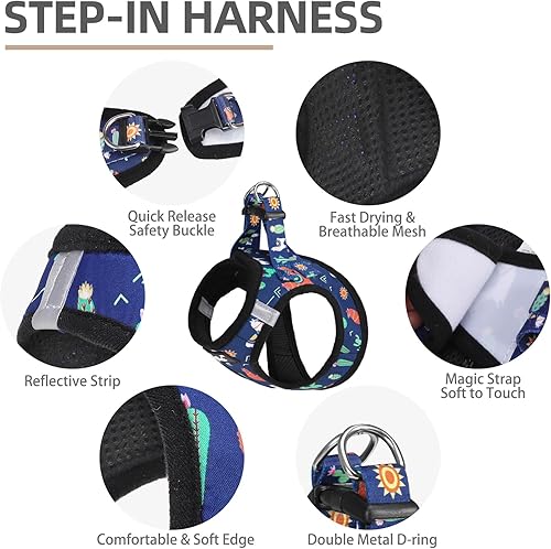 Miniatura 2 de PUPTECK Juego de arnés ajustable con collar y correa para perro, arnés sin tirones para perros pequeños y medianos, cachorros, gatos al aire libre,
