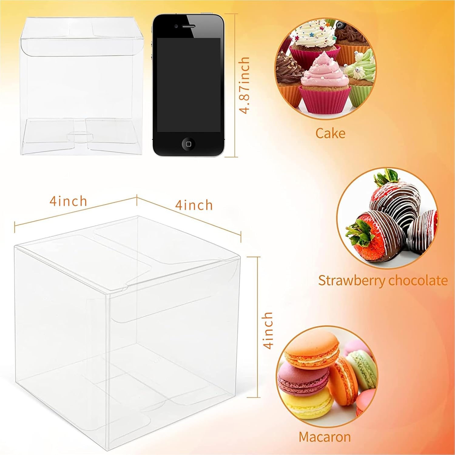 COTOPHER 35 Pcs Clear Boxes for Favors, 4x4x4 Inches Clear Gift Boxes PET Material Cupcake Box Plastic Small Gift Box with Lids, Party Favor Box for Wedding Favors Baby Shower - Image 4