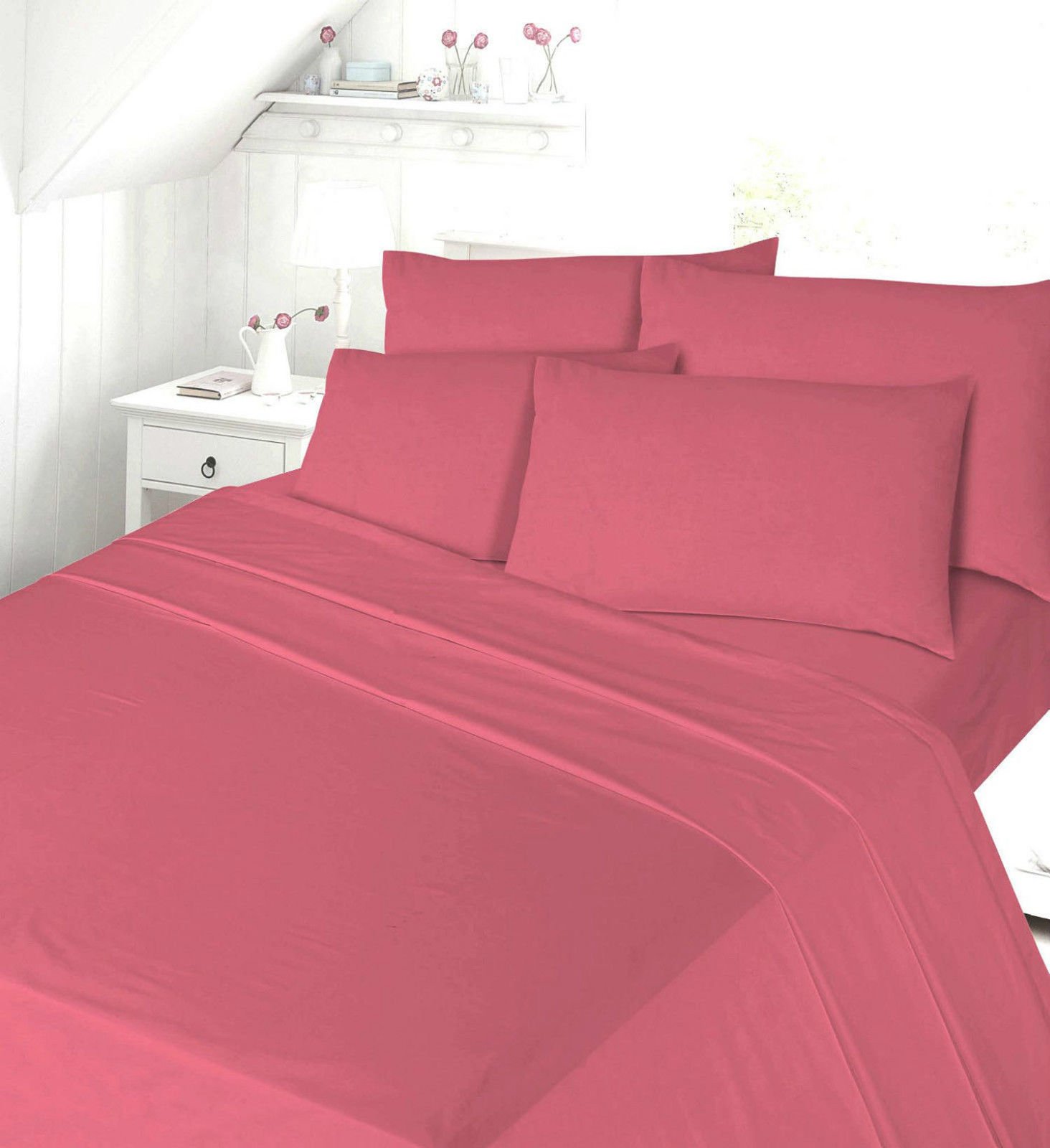 Niys Luxury Bedding Rose 16"/40Cm Extra Deep Fitted Sheets Percale Polycotton Sheets 24 Colours (King, )