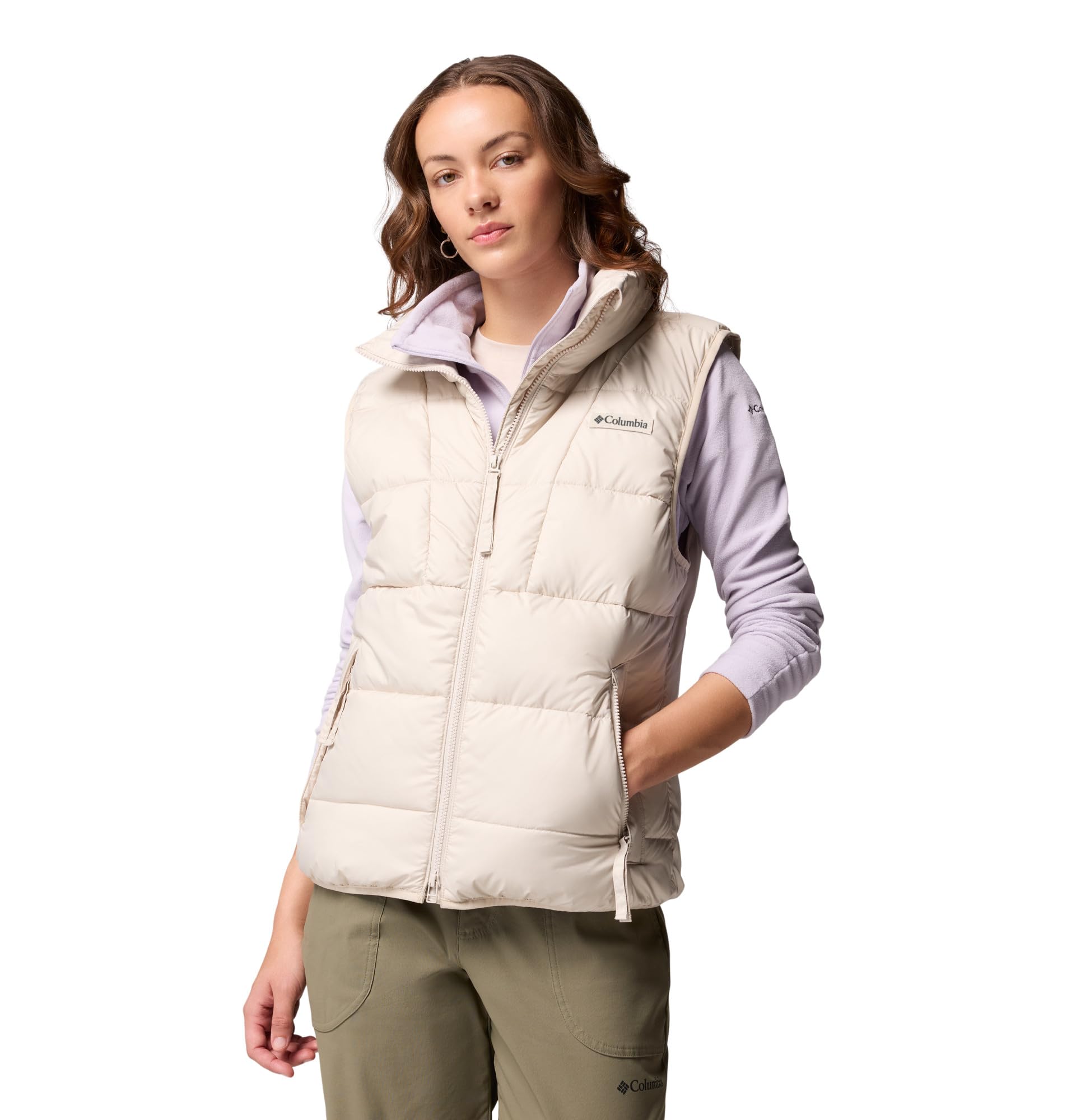 Columbia Women's Pike Lake 3 Vest, Puffer Vest Body Warmer, Dark Stone, Medium