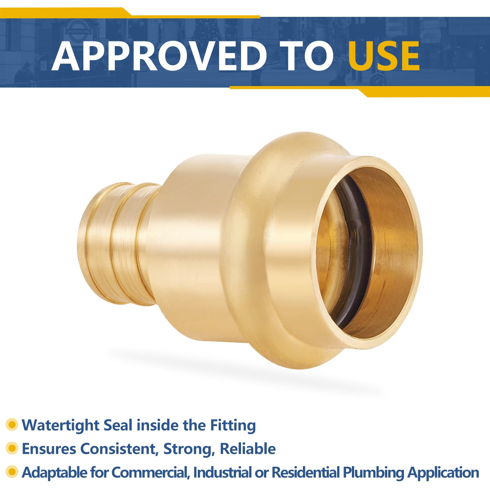 Conectores de expansión de cobre PEX A de 1 pulgada, acoplamiento de expansión PEX-A de 1" x 1" para conexión de tuberías de cobre y PEX (paquete de 10, material de latón LF) (PEX1960192-10Pack)